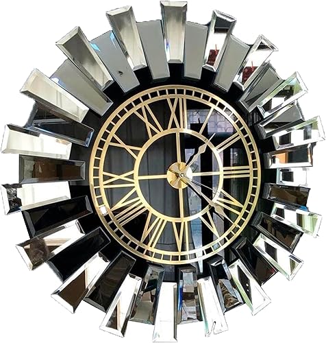 Reloj de pared grande plateado para decoración del hogar, reloj de espejo real, reloj de pared moderno, reloj de pared grande silencioso sin tictac,