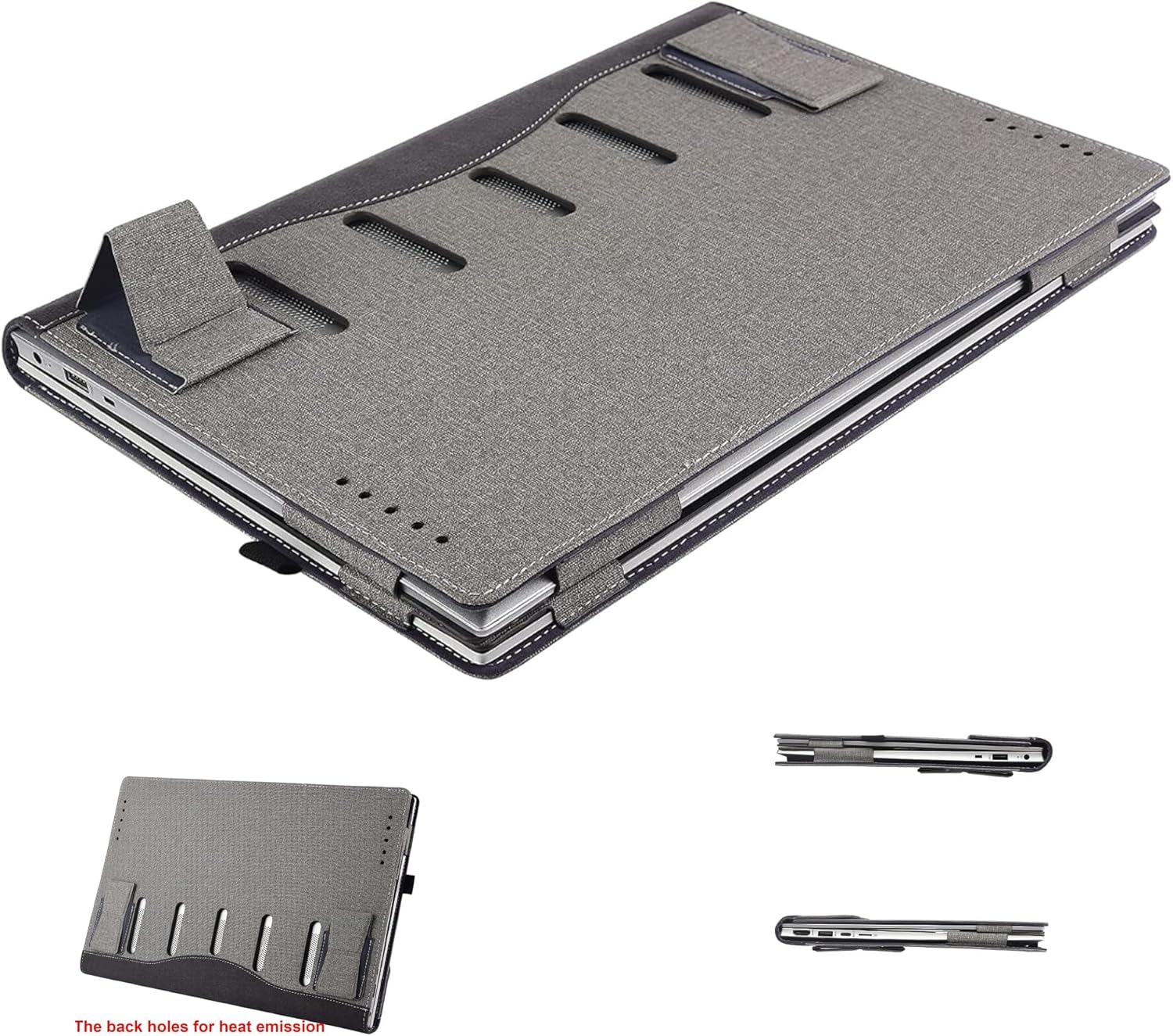 Laptop Case for Dell Pro 13 Premium PA13250 Laptop [not Compatible with Any Other Model] ， 2 in 1 PU Leather Inside Pocket Cover (Light Gray)