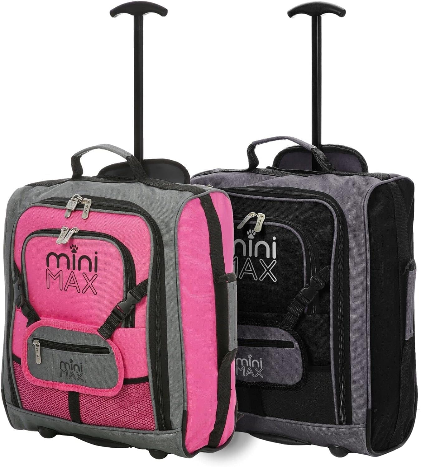 Aerolite MiniMAX 30L EasyJet 45x36x20 Maximum Size Cabin Hand Luggage Under Seat Trolley Backpack Carry On Cabin Hand Luggage Bag (Black+Pink)