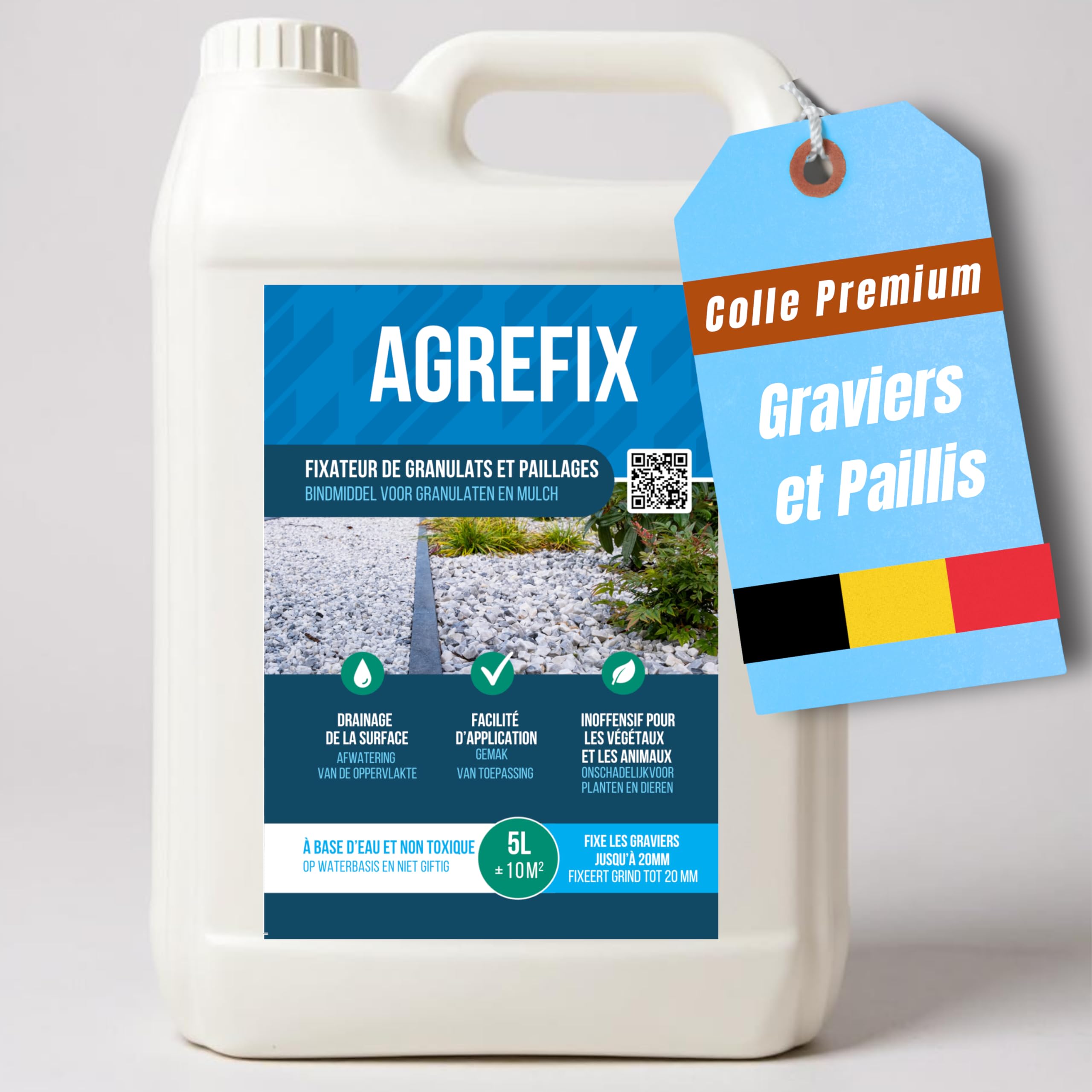 liant gravier extérieur 5 L – fixateur & stabilisateur de cailloux et paillis, écologique et non toxique