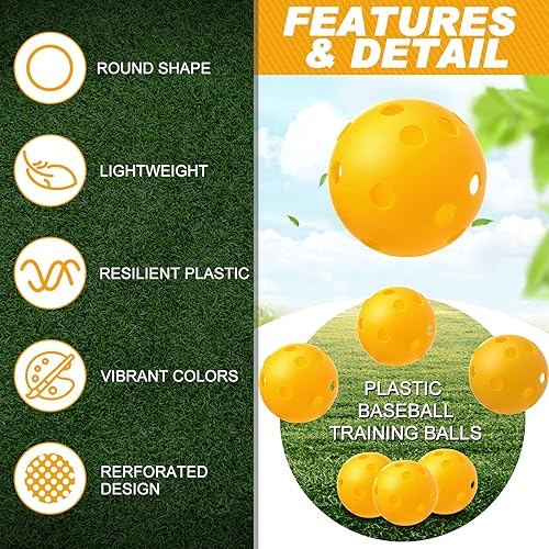 Miniatura 3 de Paquete de 24 pelotas de béisbol de plástico para práctica de béisbol, pelotas de entrenamiento de béisbol ligeras de plástico para el hogar,