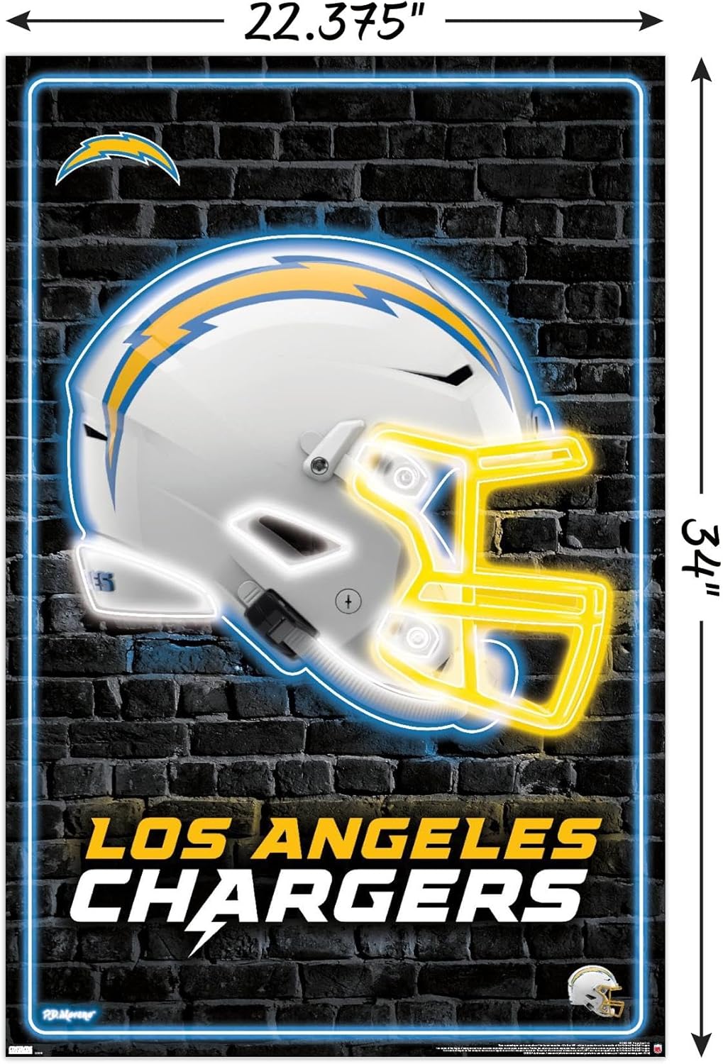 NFL Los Angeles Chargers - Neon Helmet 23 Wall Poster, 34L" x 22.4W", Unframed Version - Image 3