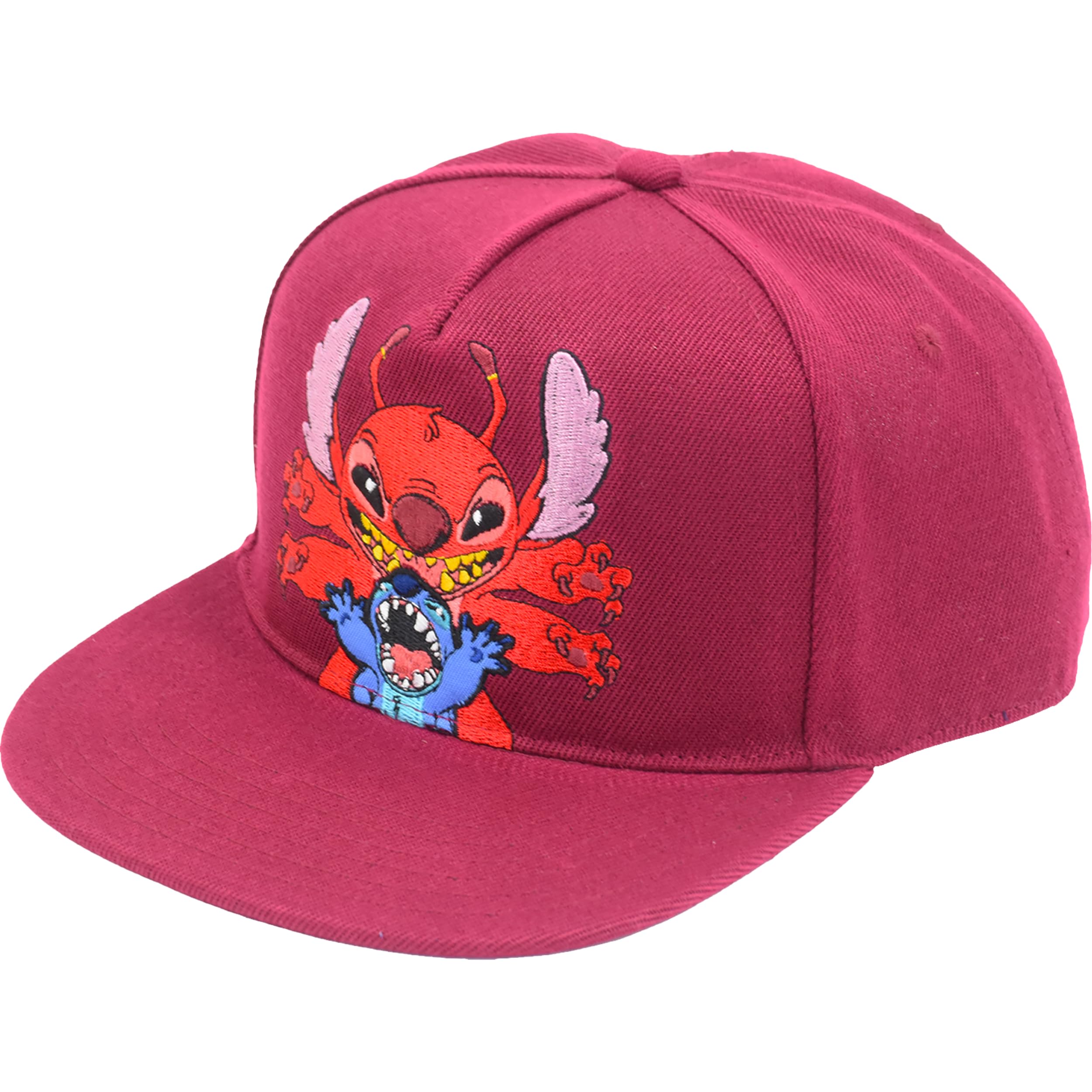 Concept One Unisex czapka z daszkiem Disney Stitch, Leroy, regulowana czapka typu snapback dla dorosłych z płaskim brzegiem, czerwona, jeden rozmiar, Czerwony, rozmiar uniwersalny
