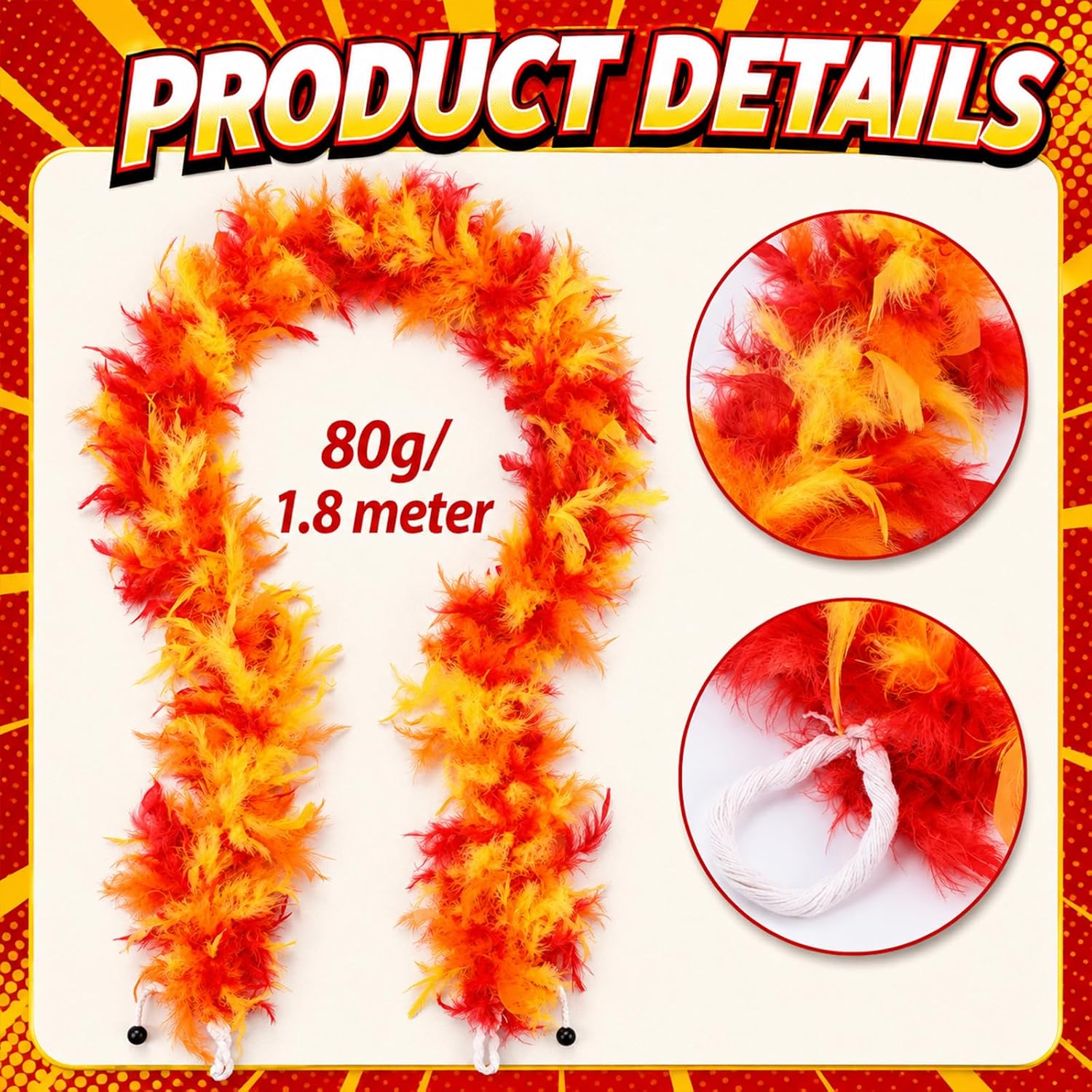 Honic 7 Pcs Halloween Costume Include Feather Boa Kerchief Wig Moustache Bracers Glasses and Necklace for Men Women Party Dress Up Multi