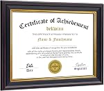 8.5x11 Diploma Frames Certificate Document Frame with Real Glass, 1 Pack Diploma Frame for Wall Gallery or Tabletop display, Black Gold Molding,Without Mat