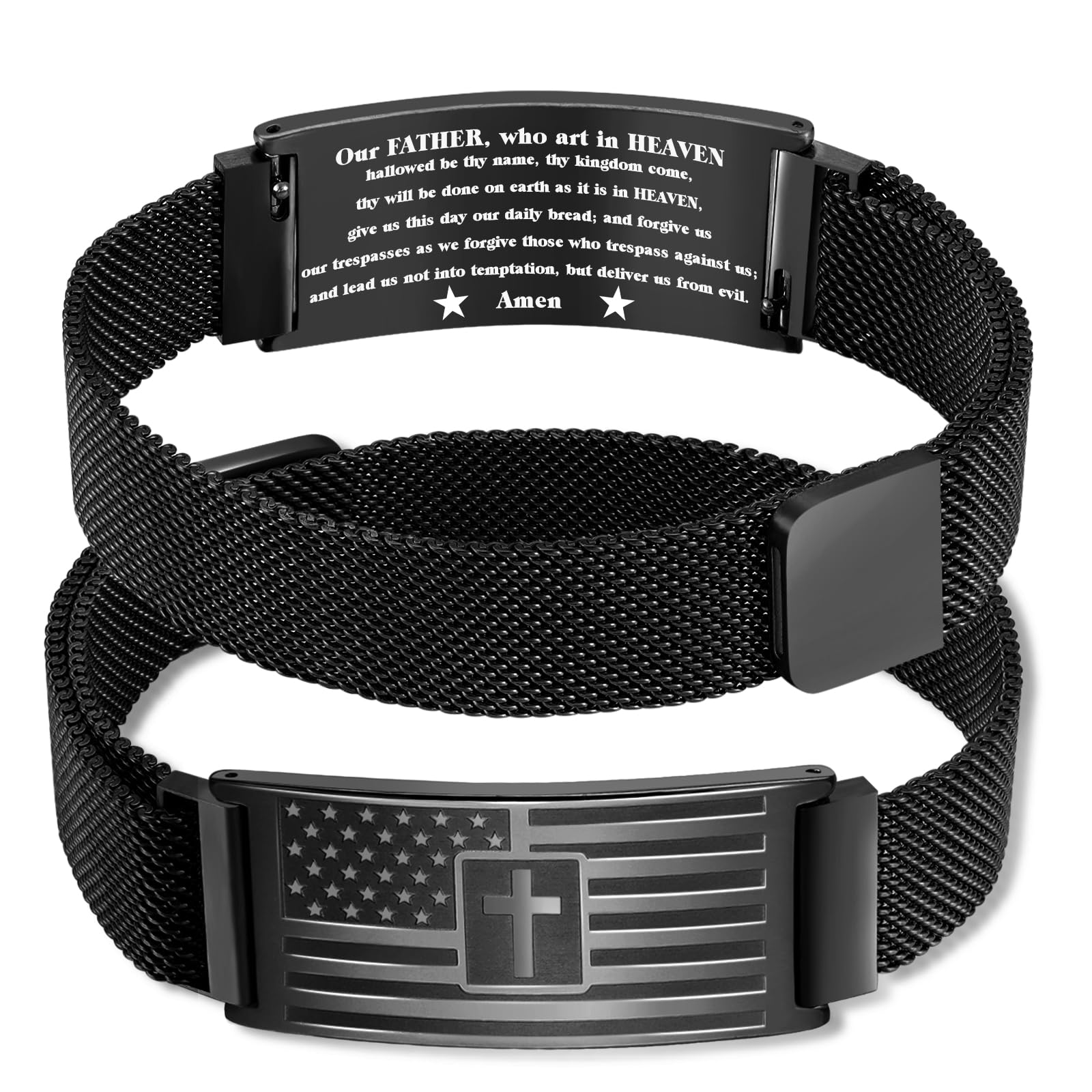 Christian Flag Cross Bible Verse Bracelets for Men Boys Religious Bracelet