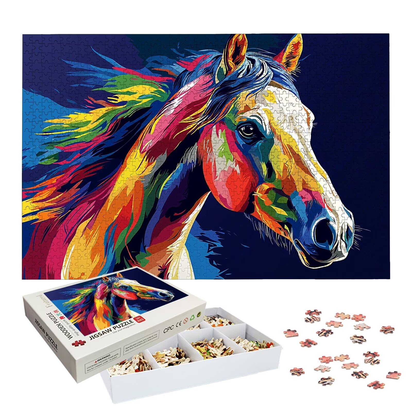 Puzzle 3000 Pezzi Cavallo, Puzzle Animale 3000 Pezzi Arte per Adulti e Bambini, Misura: 122x81 cm, Puzzles Legno per Adulti con Squisita Scatola di Imballaggio, Idea Regalo Donna, Regalo Uomo, -9191