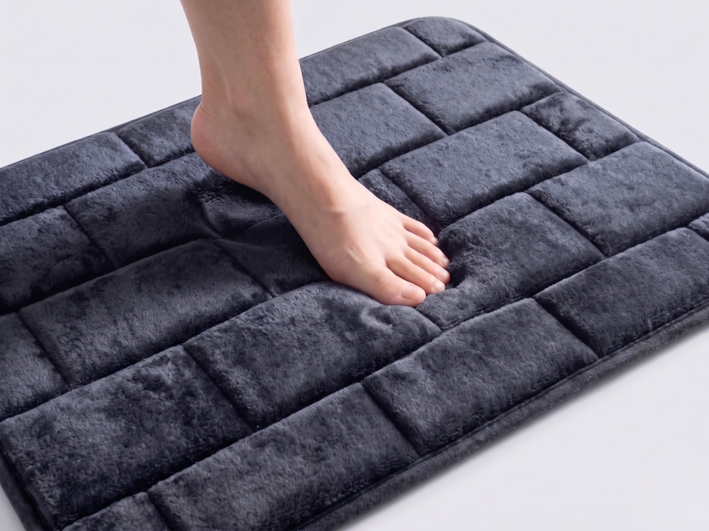 Memory Foam Bath Mat for Bathroom & Kitchen | Anti-Skid Soft Floor Mat for Bedroom | Super Absorbent Quick Dry Microfiber Rug | Machine Washable Indoor Floor Mat | Grey | 40x60 cm-image-29