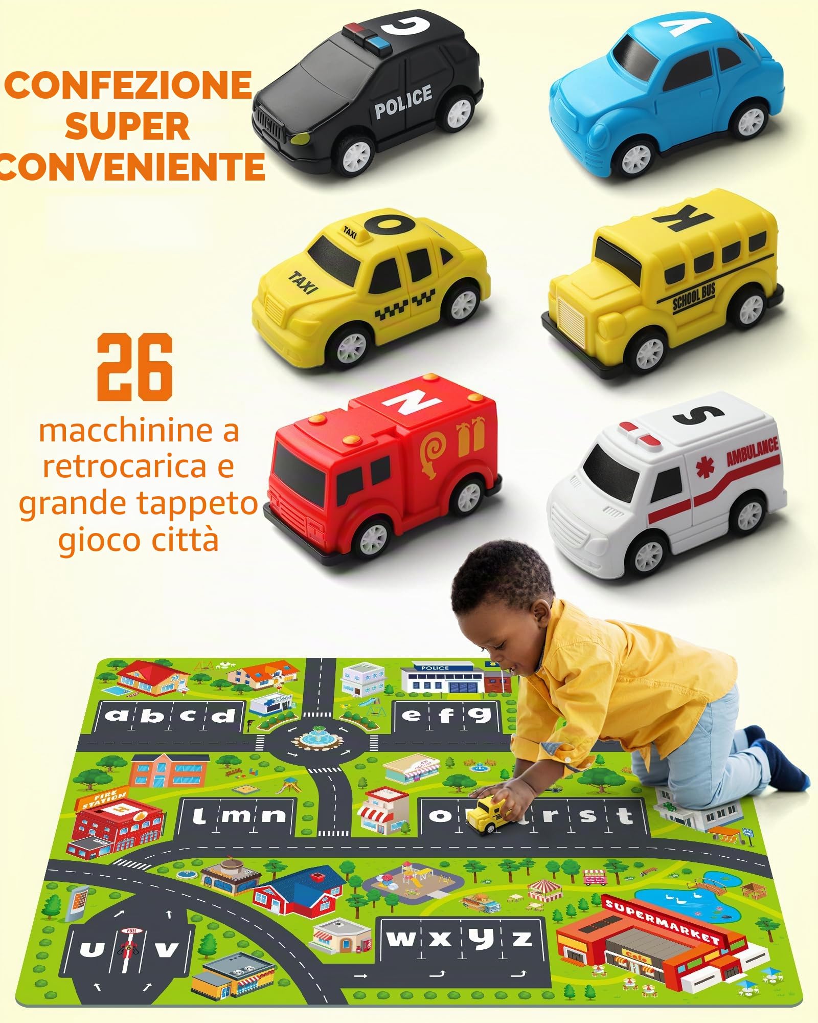 Coogam Labirinto dell'alfabeto, 26 pezzi, auto con tappetino, lettere prescolari, gioco di corrispondenza, giocattolo educativo Montessori per 3-5 anni