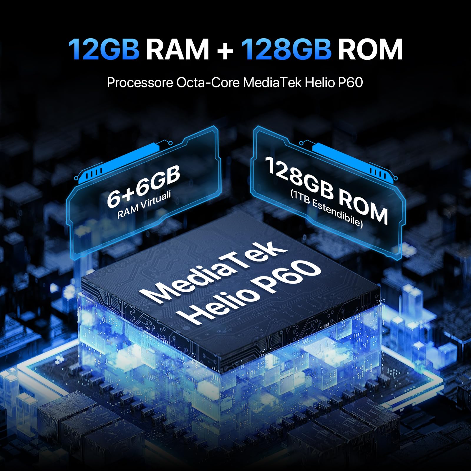 UMIDIGI BISON X20 Rugged Smartphone,12GB (6+6)+128GB/1TB Telefono Indistruttibile,6000mAh Android 13, 20MP Fotocamera, 6,53" Schermo, IP68 Impermeabile Cellulare Antiurto, Dual 4G SIM/Face ID/NFC/GPS