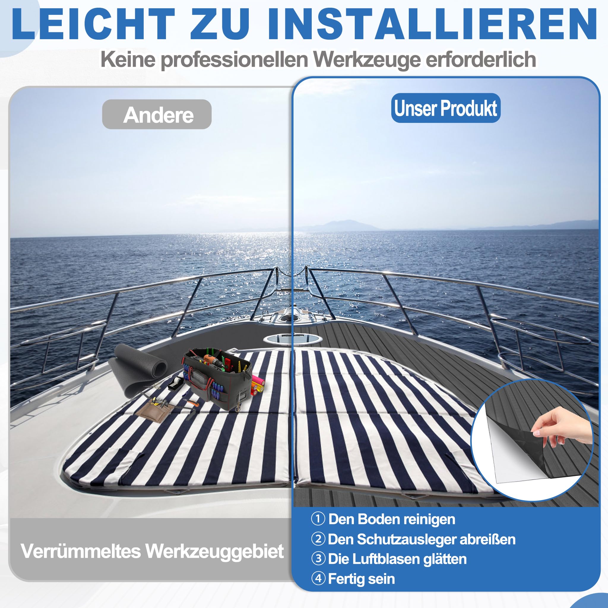 FIVMEN Boot Bodenbelag Selbstklebend Eva Schaum Bootsbelag Deck Matte Bootsmatte Teakholz Lmitat Bootsteppich Marineteppich für Boote Yachten Motorboote Schnellboote