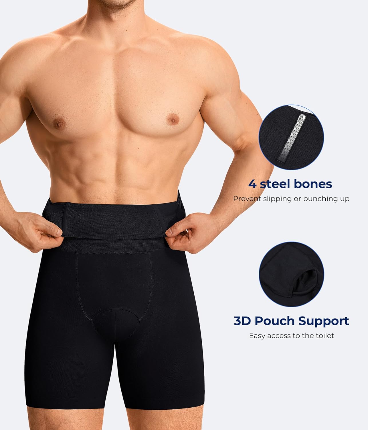 TAILONG Mens Shapewear Tummy Control Underwear Compression Shorts Slimming Body Shaper Leg Boxer Briefs - Image 2