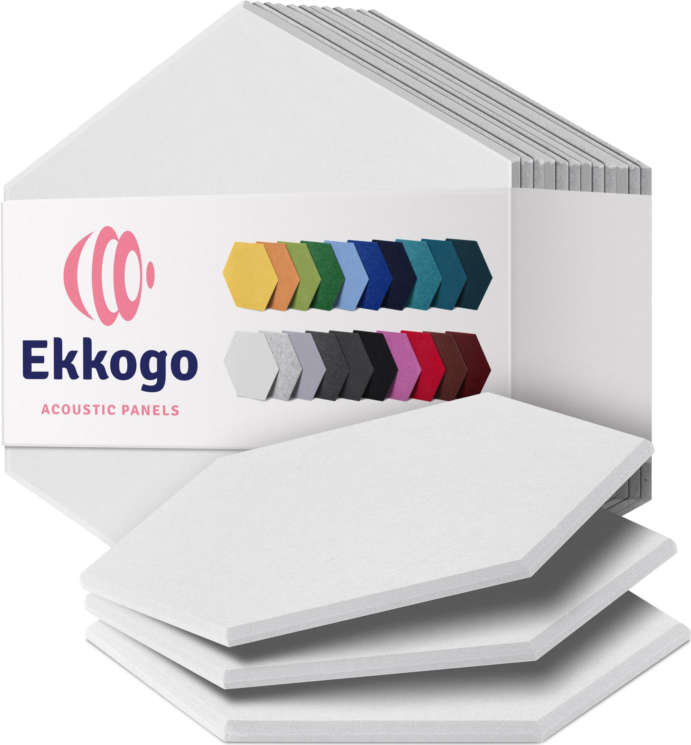 Acoustic Panels 12-Pack Soundproof Wall Panels 12''X10''X0.4'' Sound Panels High Density Sound Dampening Panels - [White Hexagon]