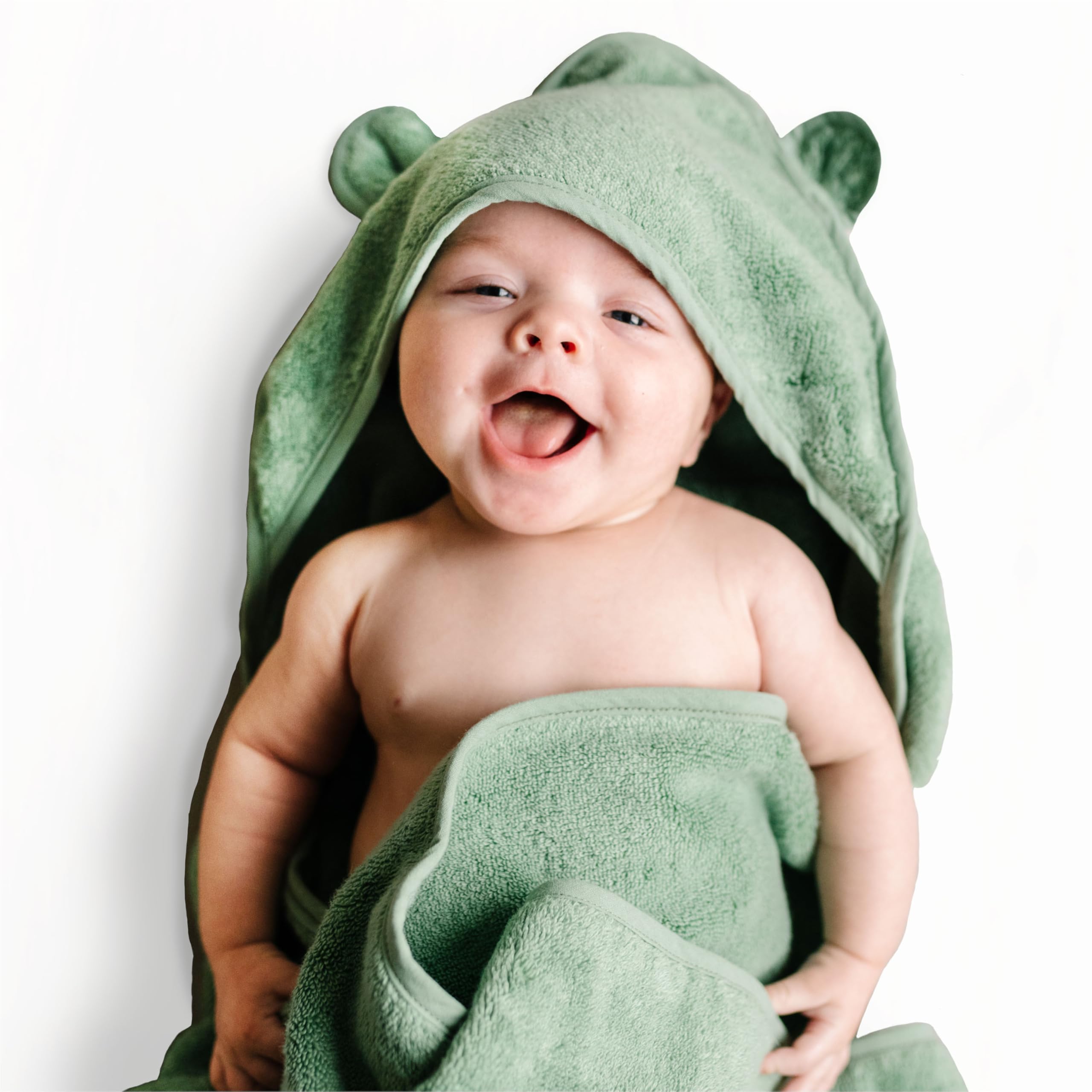 Natemia Hooded Baby Bath Towel - 100 Organic Cotton Baby Towels for Newborns Toddlers Boys Girls - Soft