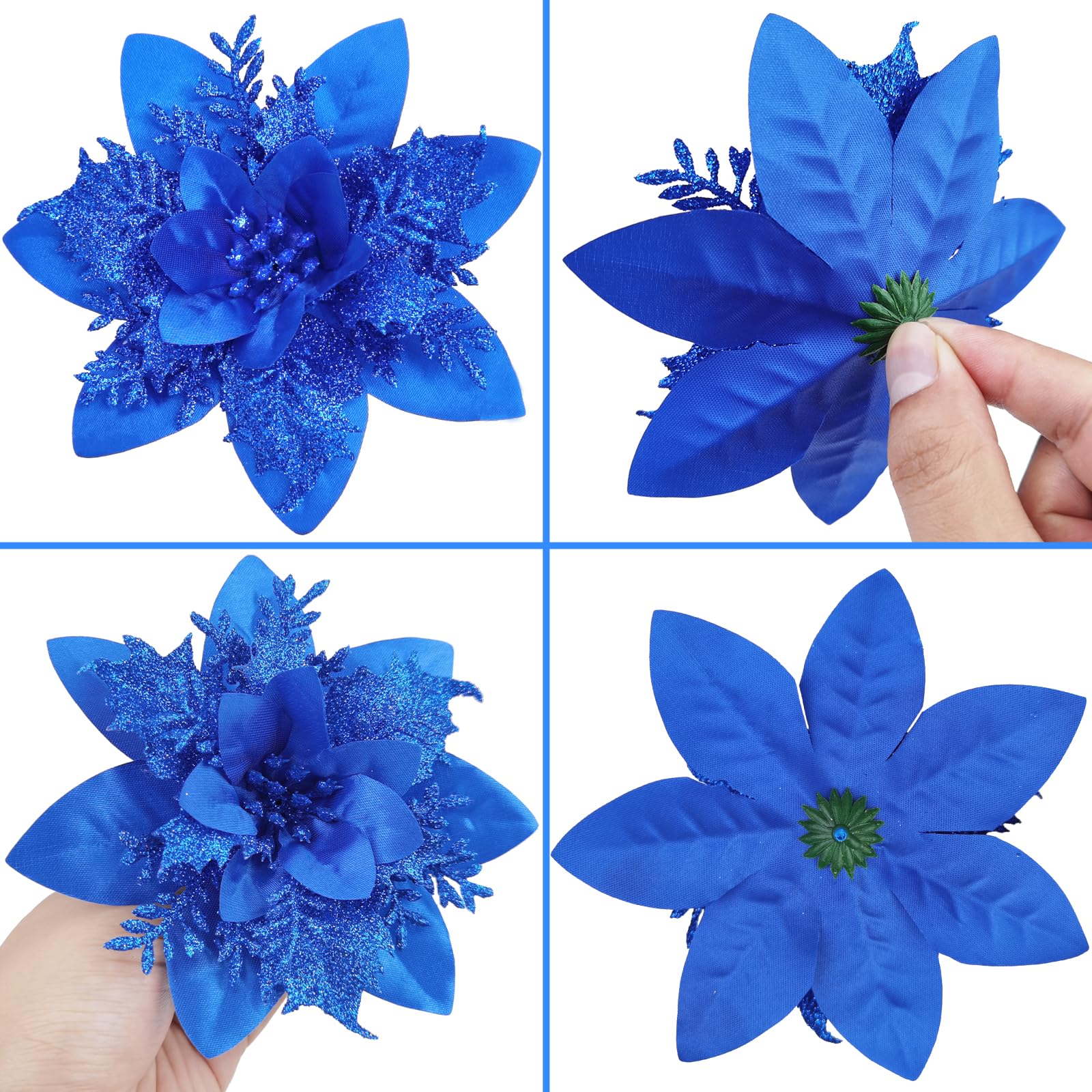 MIKAILE 20PCS Christmas Flowers Artificial with Clip - Image 3