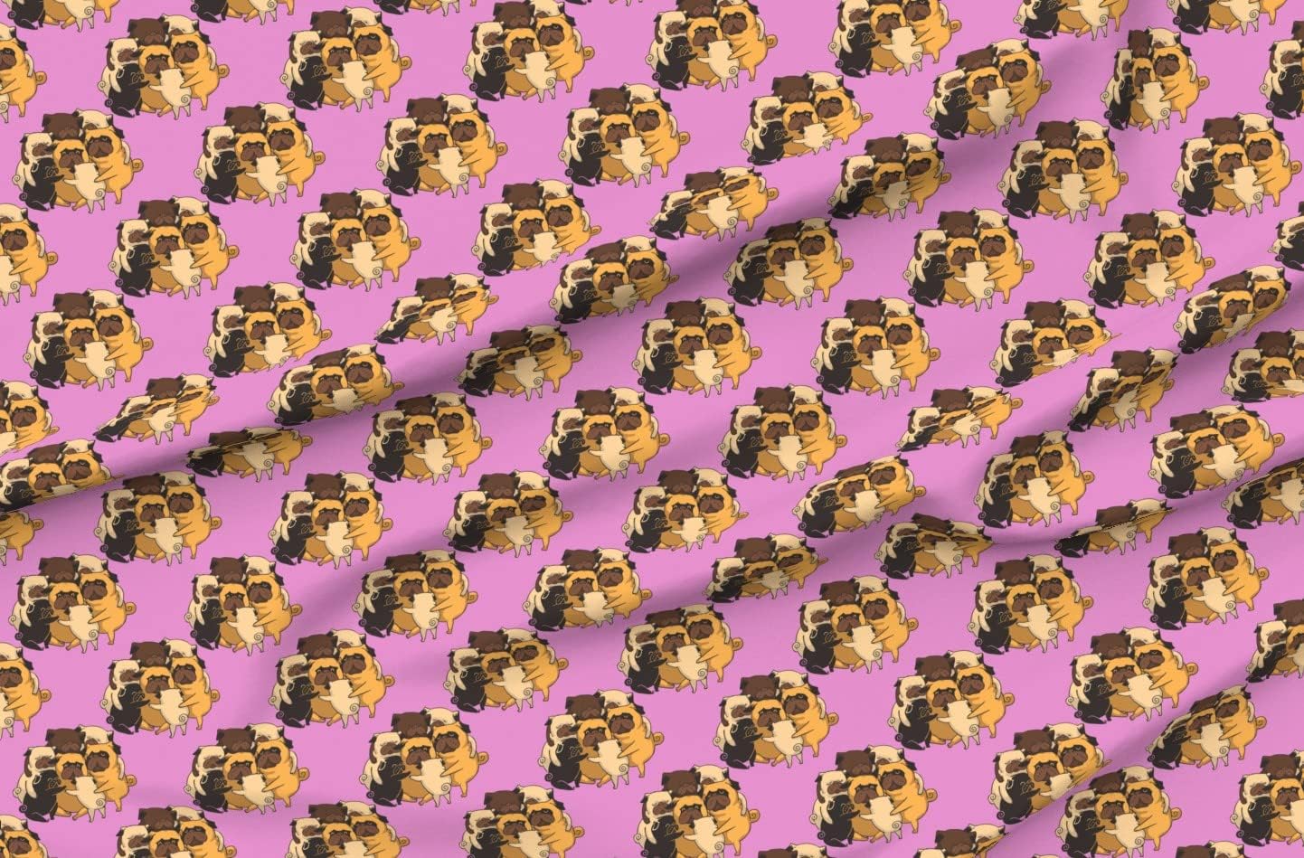 Spoonflower Fabric - Pug Hugs Dog Lover Novelty Funny Purple Printed on Minky Fabric by The Yard - Sewing Baby Blankets Quilt Backing Plush