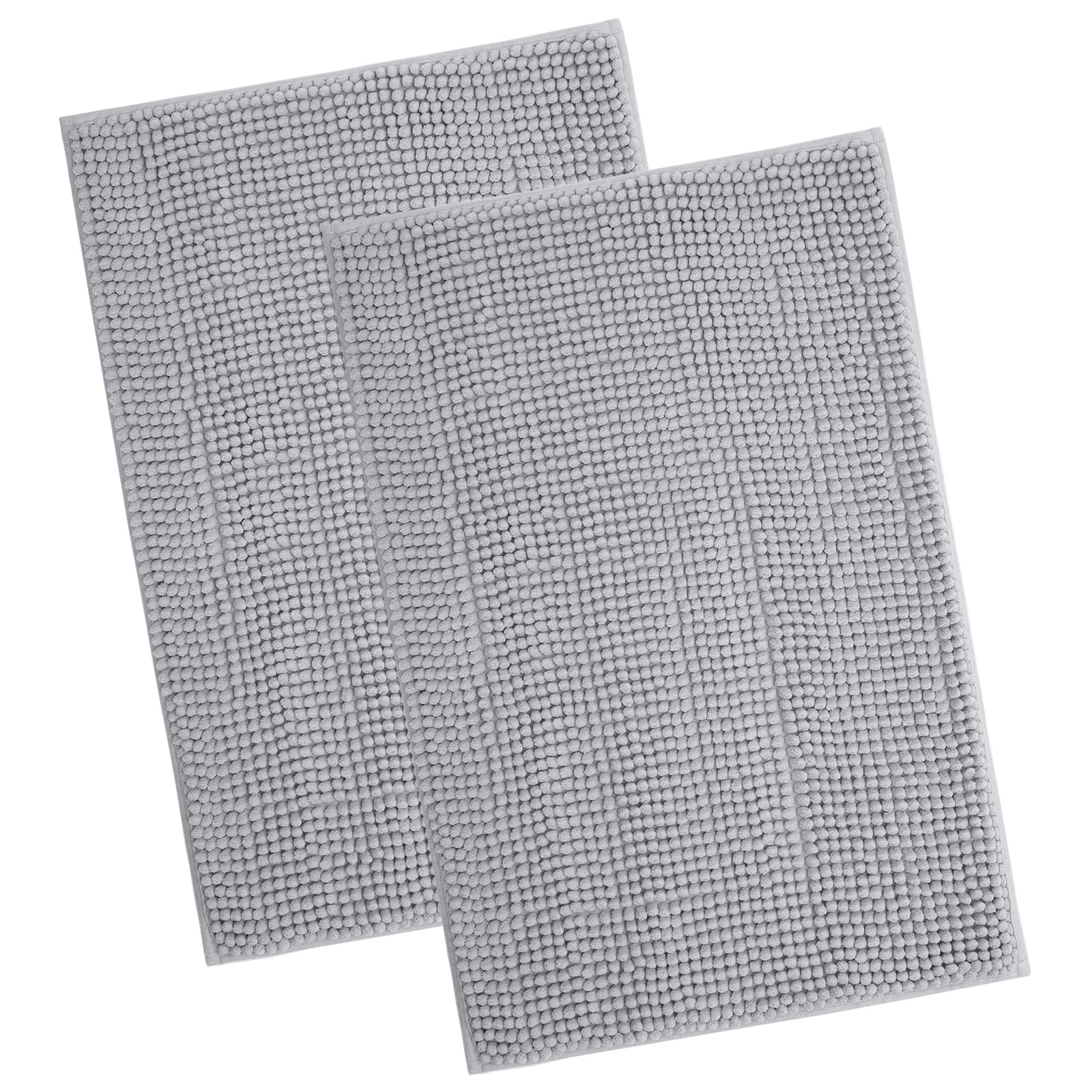 smiry Non Slip Chenille Bath Mat, Extra Soft Bathroom Mat, Super Absorbent Fluffy Bath Mats for Bathroom, Machine-Washable Quick Dry Bath Rug Foot Mat, 40 x 60 cm, Grey — view 16