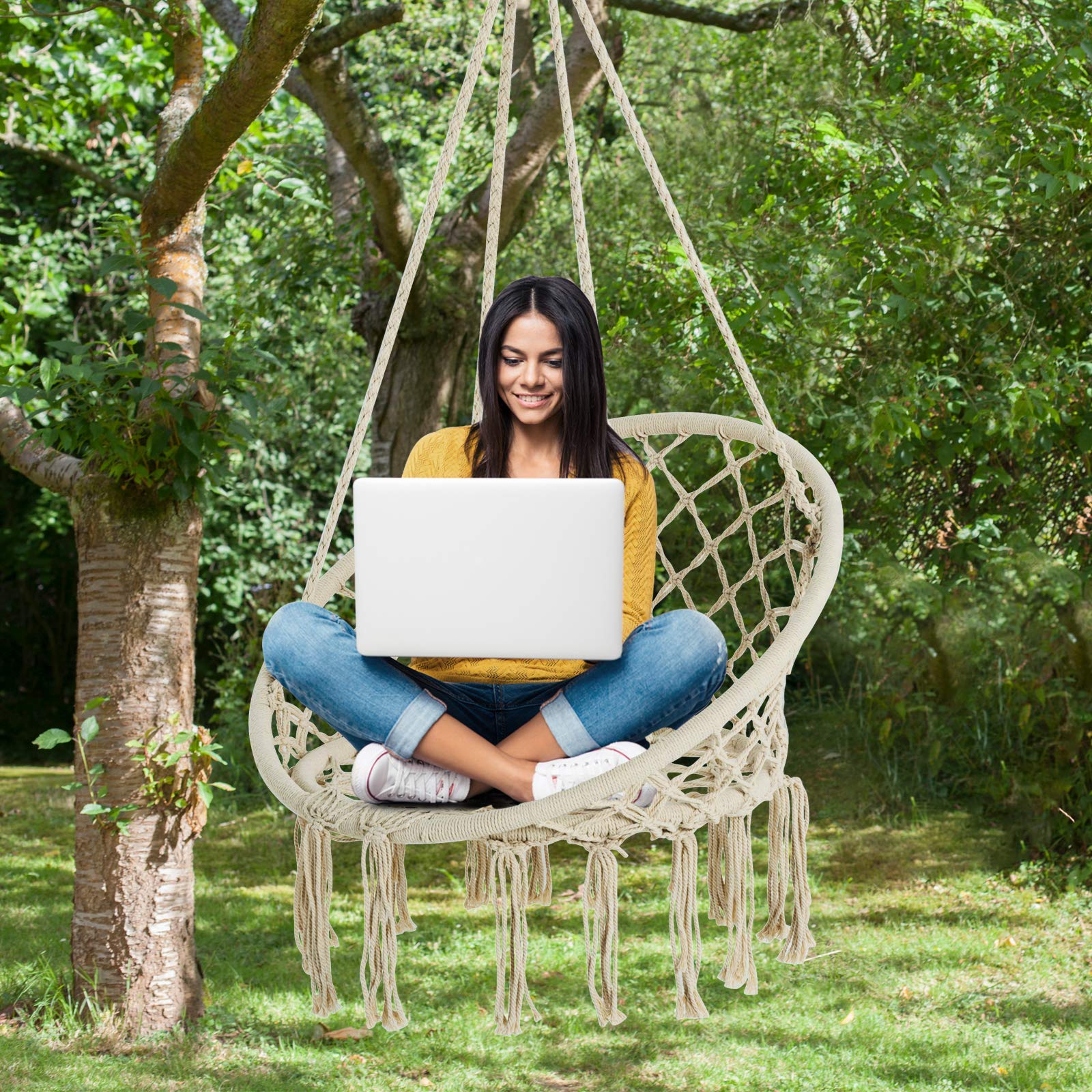 Buy OKJ Hammock Chair Macrame Hanging Chair Swing with Heavy Duty