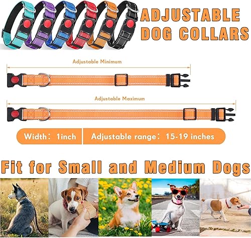 Miniatura 2 de Sweetude Paquete de 6 collares reflectantes para perro con hebilla de bloqueo de seguridad, suave acolchado de nailon transpirable, collar ajustable