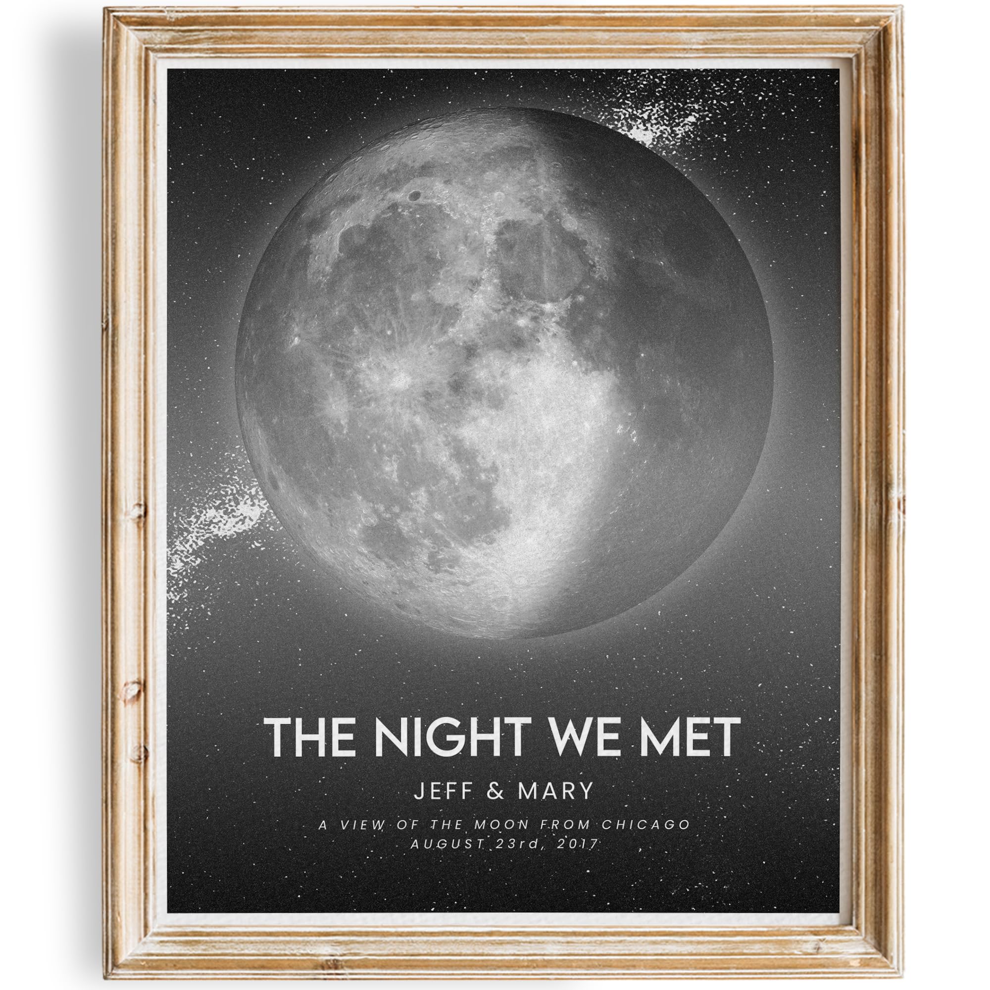 DREAM BIG PRINTABLES Custom Moon Phase Gift for Specific Date | Romantic Gifts for Her | Gifts for Husband | Personalized Night Sky | Paper Anniversary | Grey with Thin Border & Front Glow