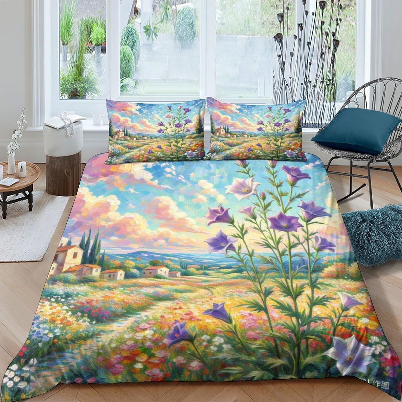 Housse de couette fleur de ballon 3D king en microfibre douce
