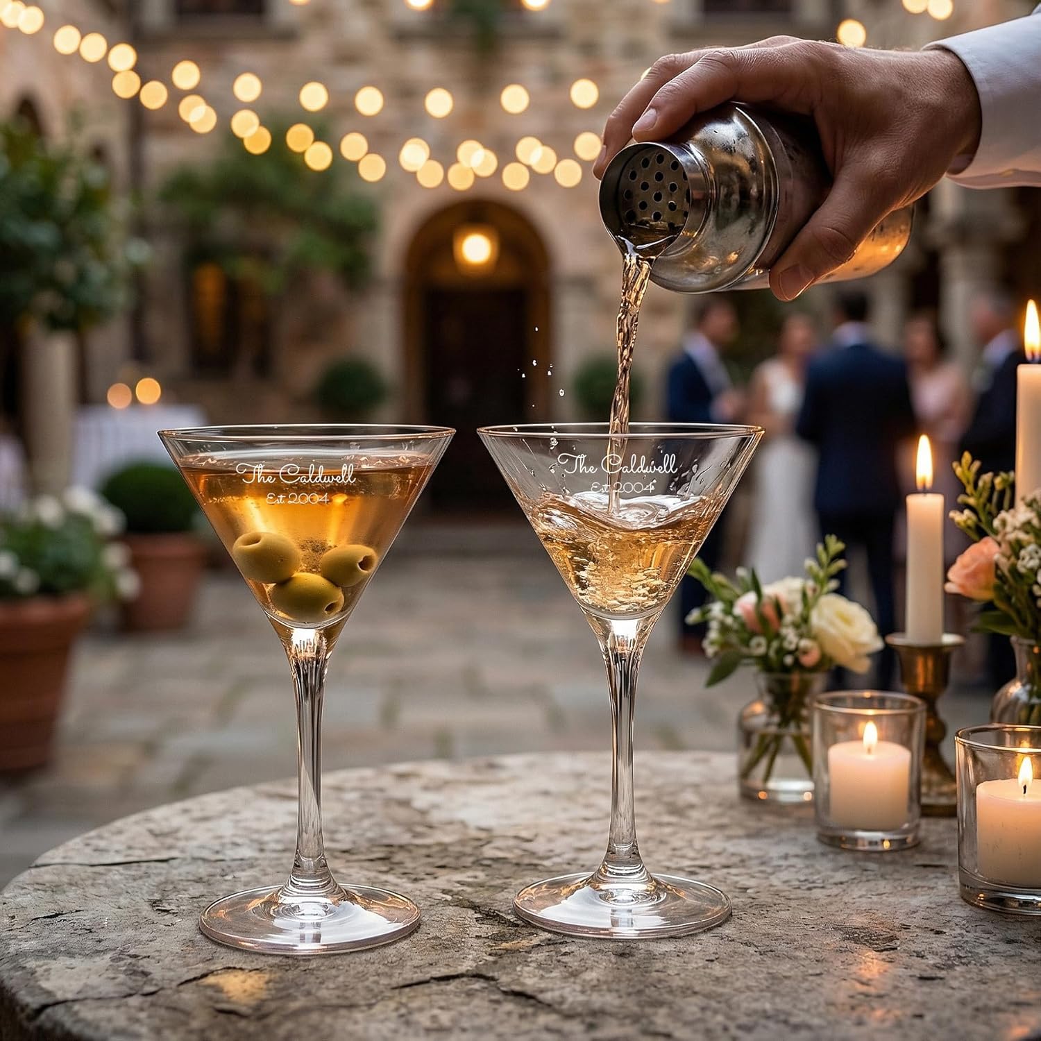 Orrefors Personalized More Martini Glasses, Set of 2 Custom Engraved 6.4oz Crystal Martini Glasses for Cocktails, Home Bar Accessories