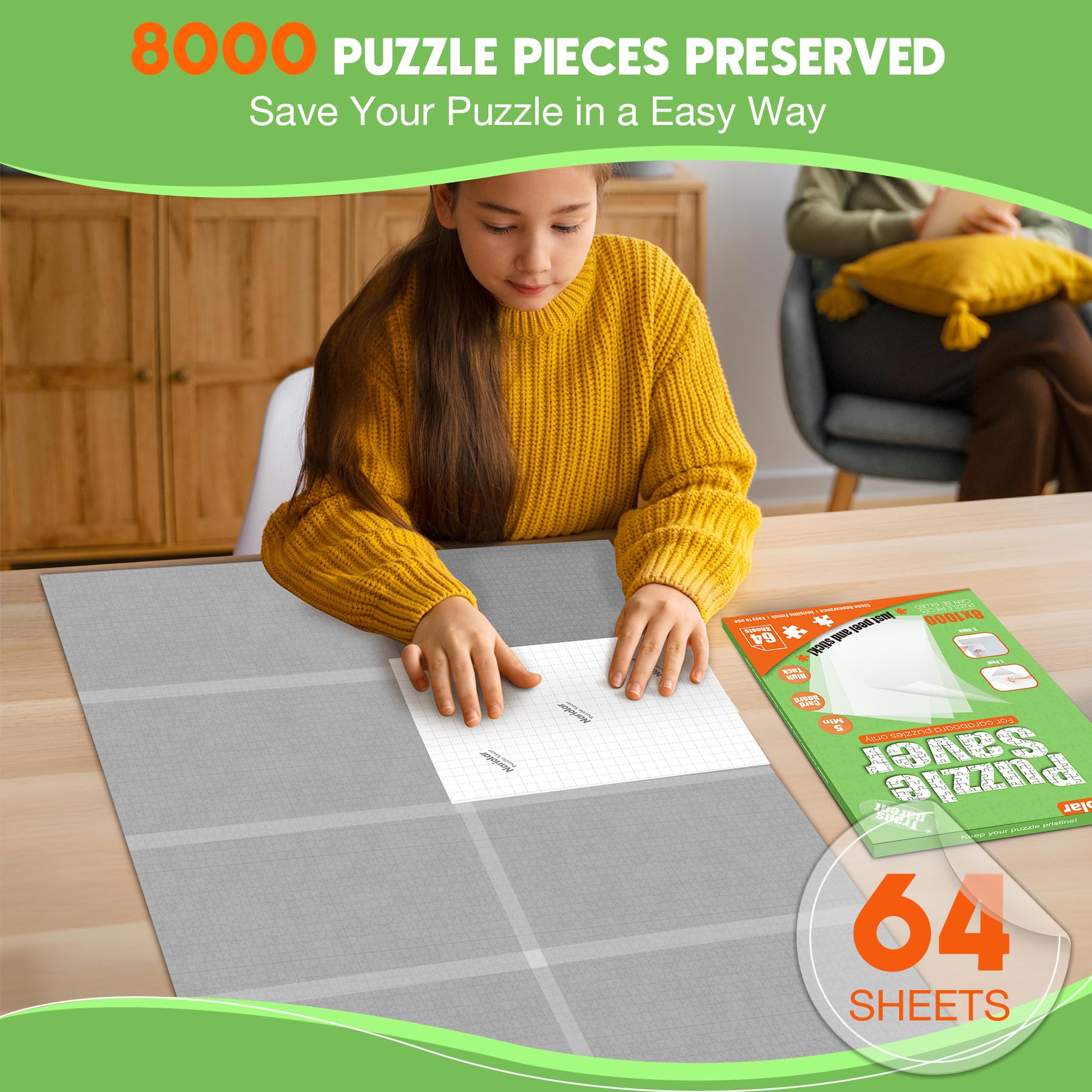 Nariolar Feuilles de colle transparente ultra adhérente pour puzzle