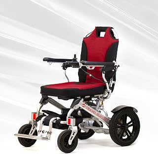 Vista by Travel Buggy - Foldable Electric Wheelchair - Easy to Use - Airplane Friendly - Ships from Canada - Serviced in Canada (Silver-Red)