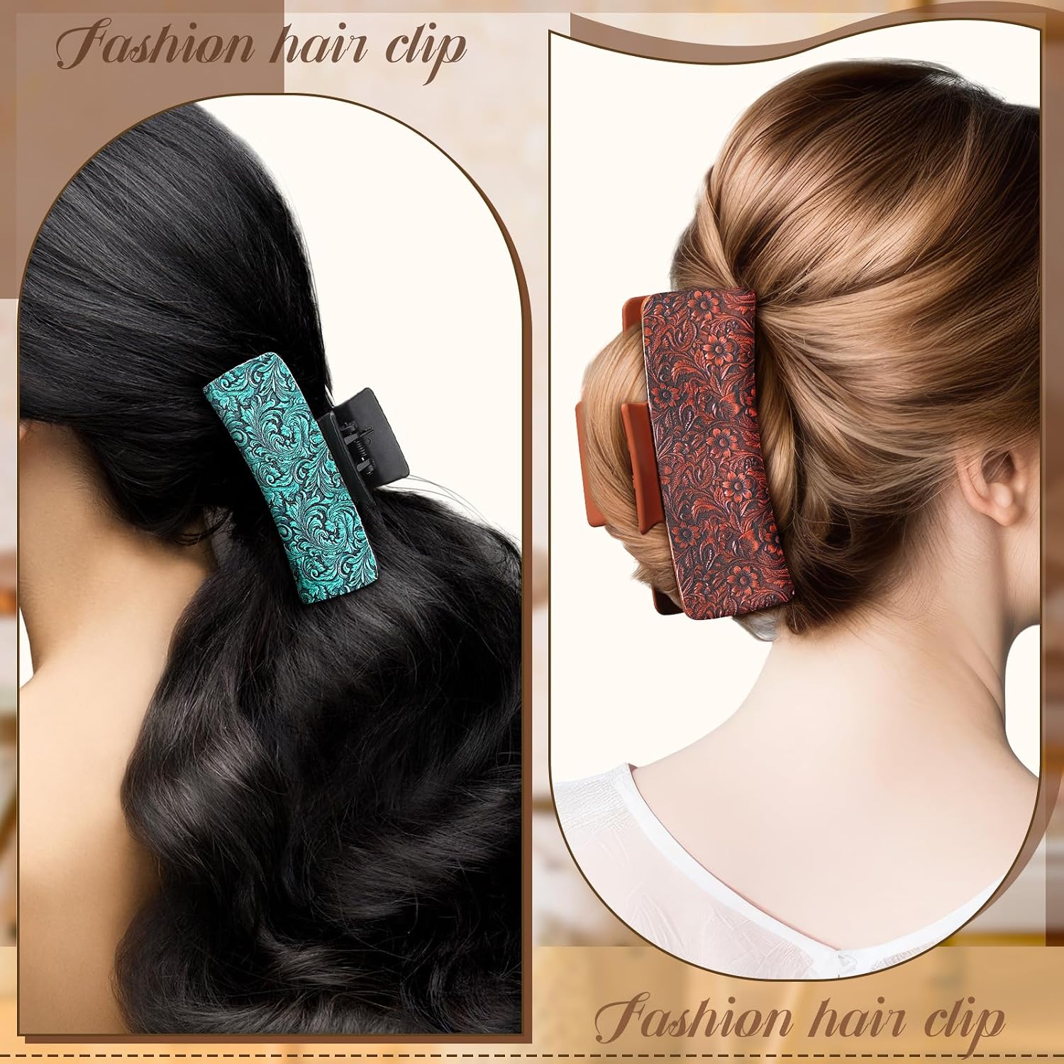 8 Pcs Western Hair Claw Clips Bulk Cow Print Highland Cattle Hair Accessories Leather Claw Clips Western Cowgirl Accessories Gifts for Girls Women Country End of Year Teacher Gift(Classic)
