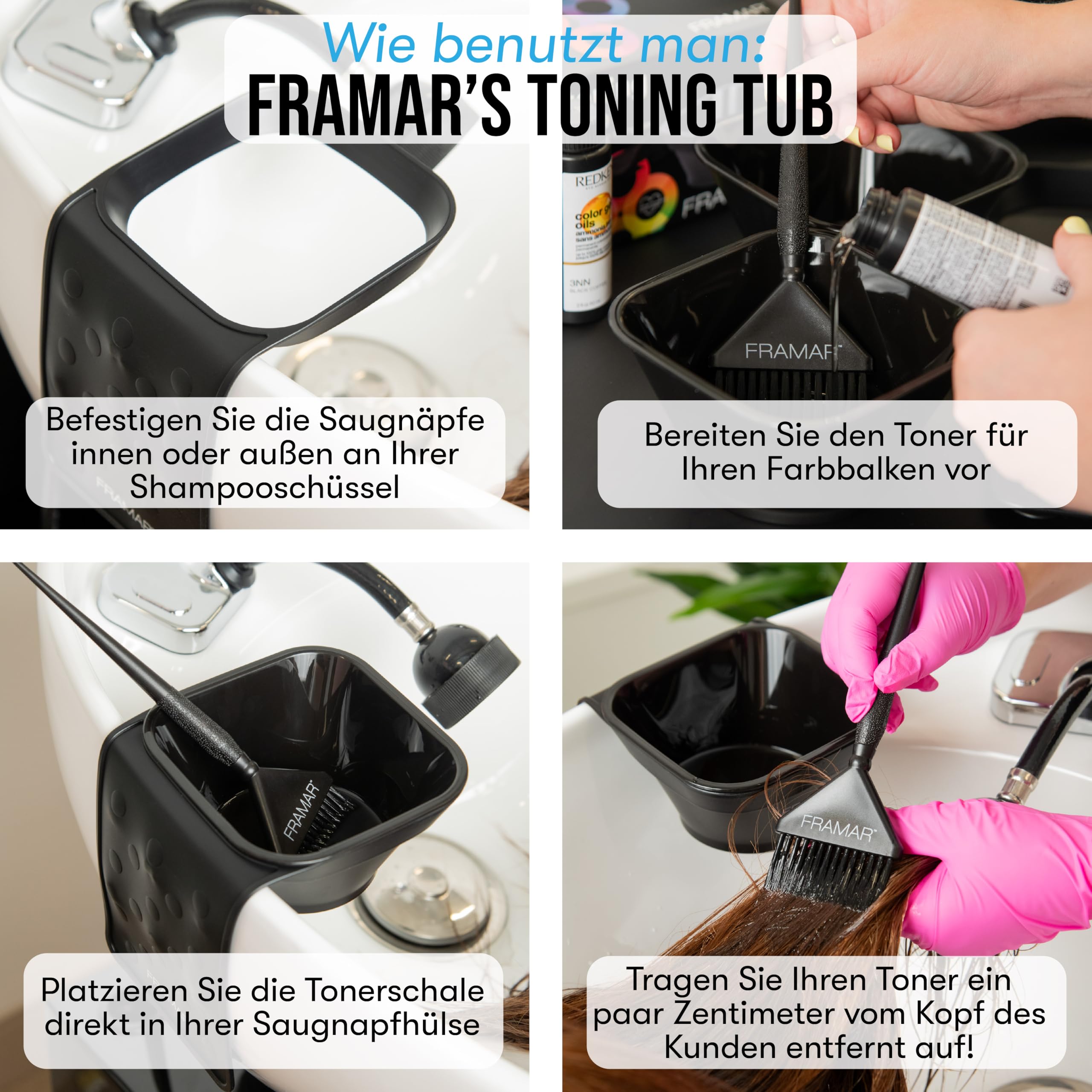 FRAMAR Toning Tub Haarfärbeschale – Haarfärbeschalen für Friseure, Haarfärbeschale, für Waschschale für Friseure, Haarfarbenmischschale für Haarfärbemittel, Haarschale, Haarfärbeschalen – 2 Stück