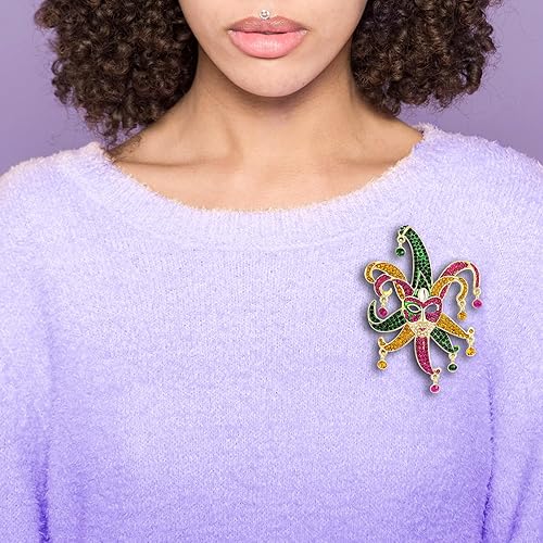 Miniatura 2 de Vanjewnol Broches de Mardi Gras para mujer, pines de Mardi Gras, broches grandes de Mardi Gras para mujer, accesorios de Mardi Gras para mujer,