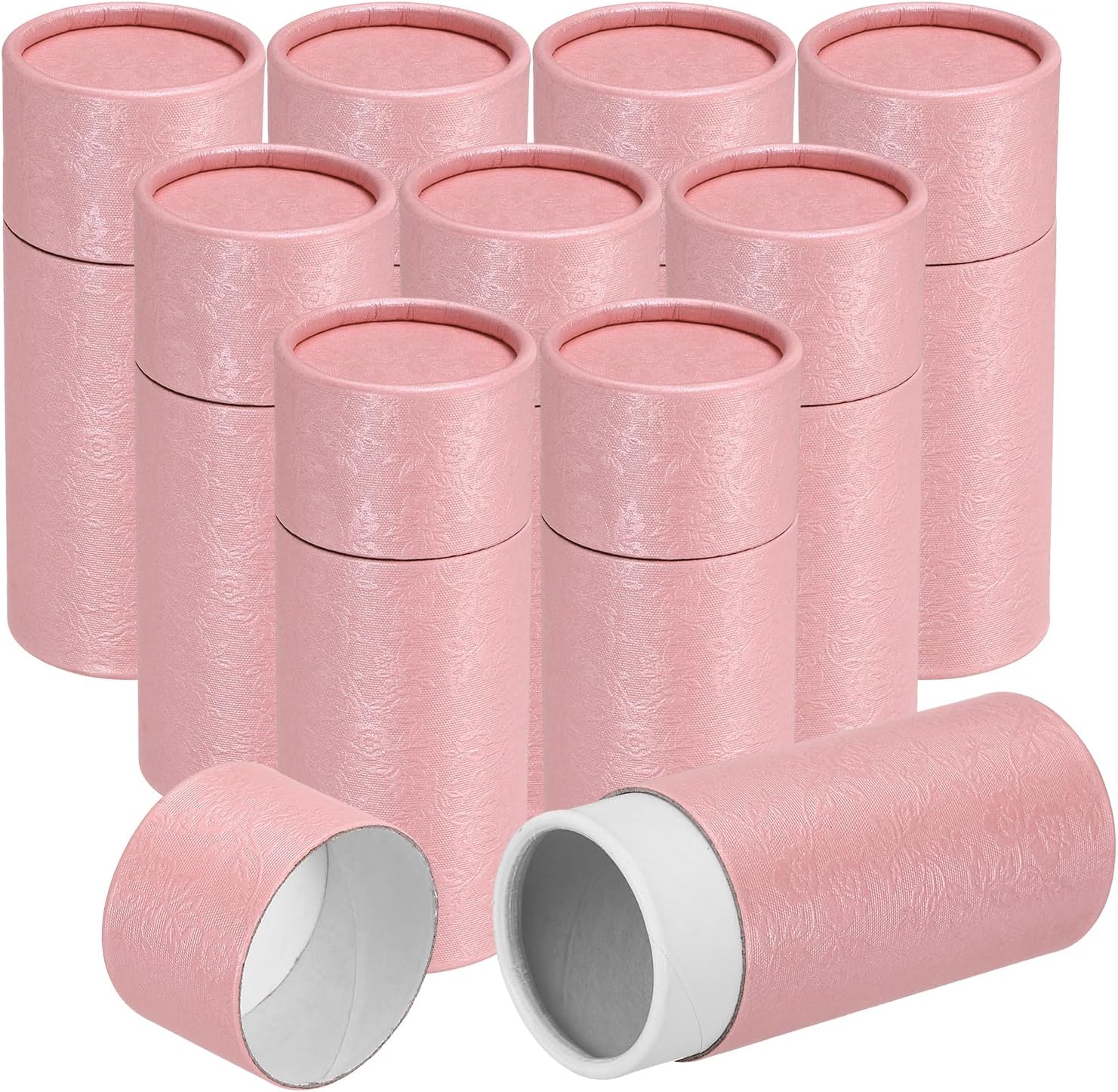 uxcell 10pcs Kraft Paperboard Tubes, 30ml Empty Round Cardboard Box Gift Packing Box Tube Container for Essential Oil Bottle Packaging Crafts Pencils Tea Caddy Coffee Cosmetic, Pink