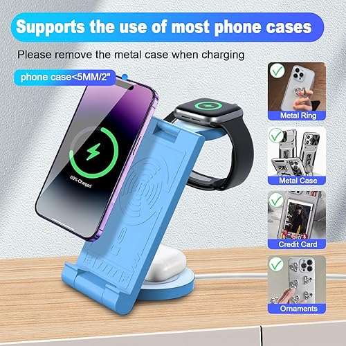Miniatura 3 de Cargador inalámbrico actualizado 2024 soporte de cargador 3 en 1, múltiples dispositivos para Apple - iPhone 16 15 14 Pro Max 13 12 11 - Watch 10 9