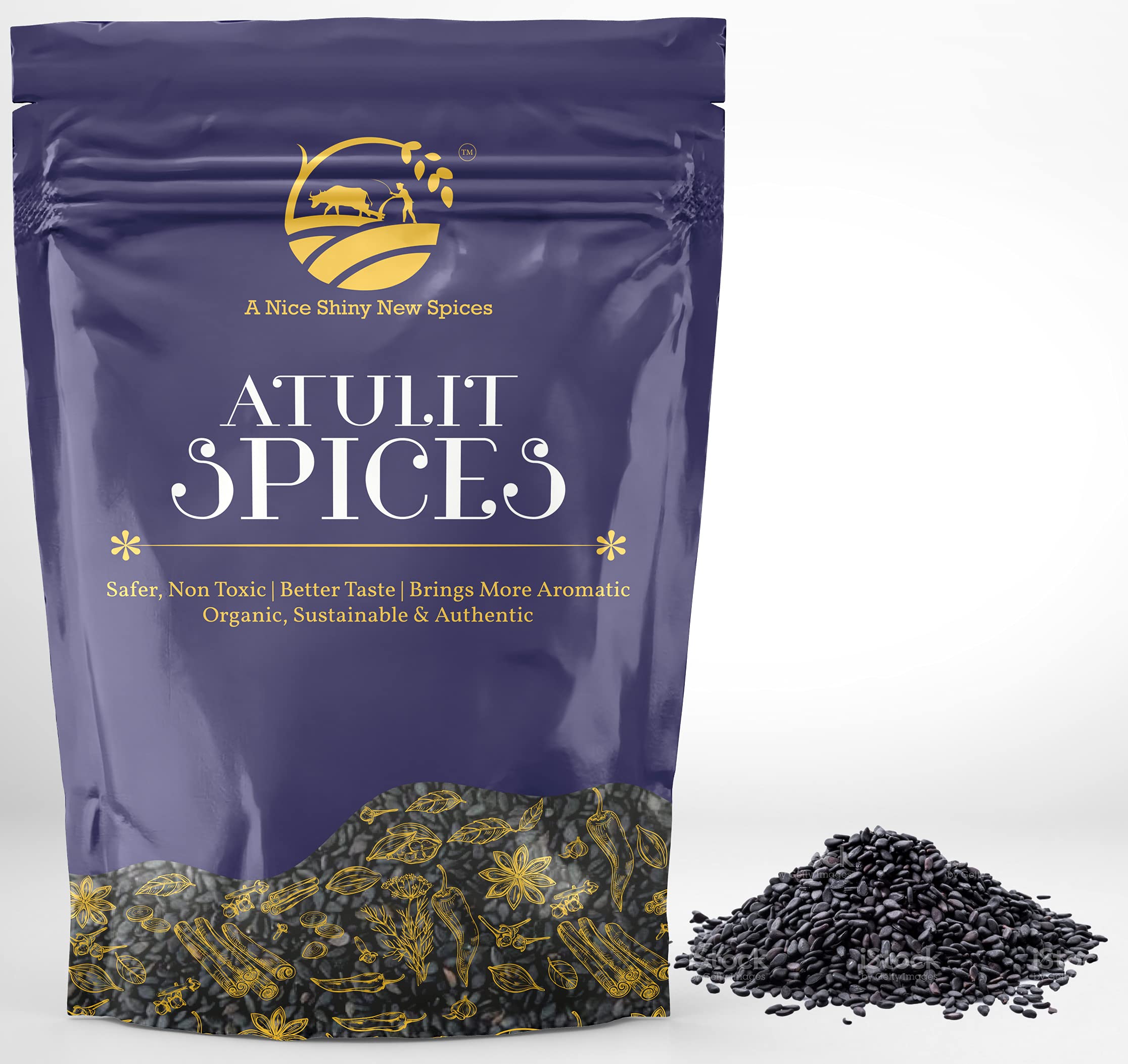 ATULIT SPICES BLACK SESAME SEED 1 KG | Natural Black Sesame Seeds | Kaale Til | Tal | Raw Black Til Seeds