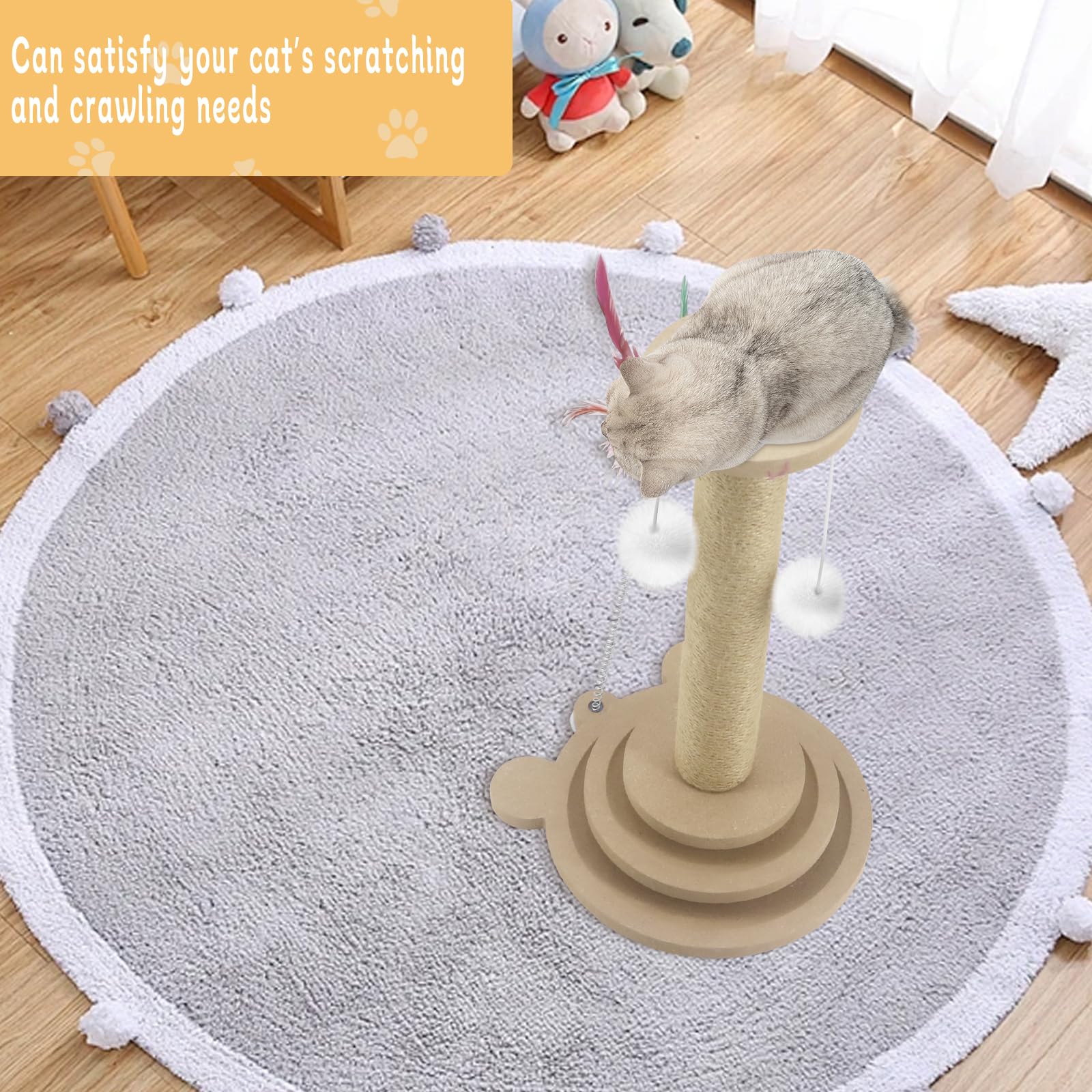 Katzenkratzbaum 40cm - Mit Sisal Minzbällen Spielzeug