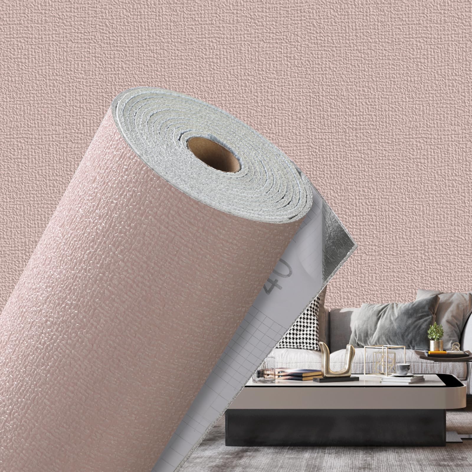 Putentfun Pink Self Adhesive Wallpaper Peel and Stick Wallpaper Waterproof