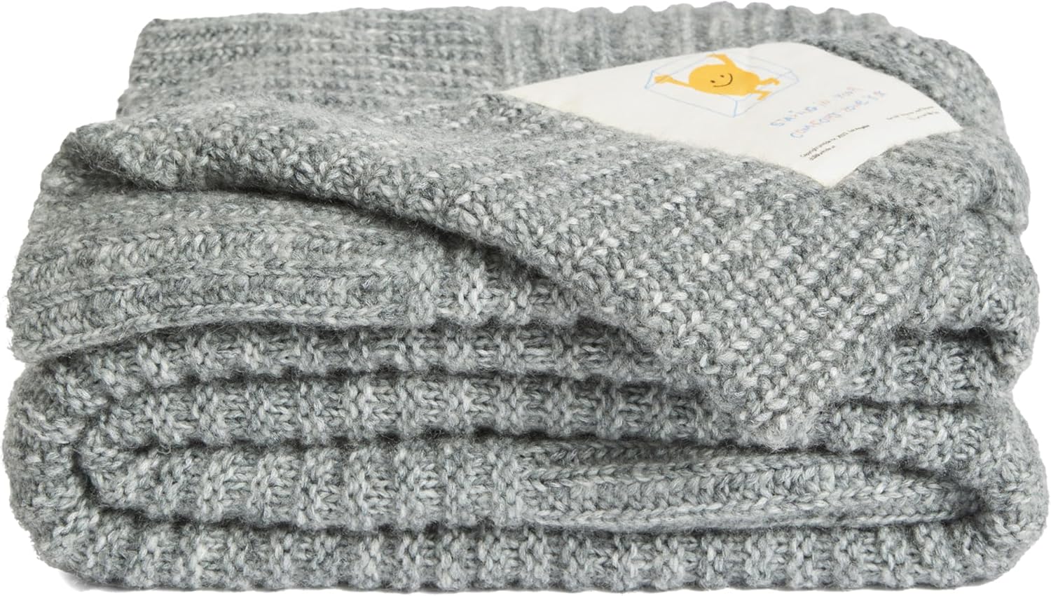 UnHide Melange Knit Blanket - 60" x 80" Textured & Ultra-Soft Wool Throw - Timeless & Breathable Knitted Blanket for Bedroom & Living Room - Silver Fox