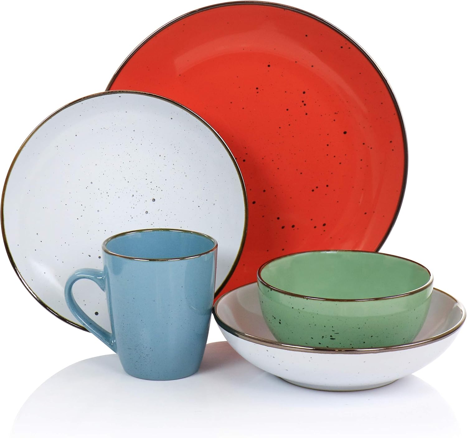 | Elama Mix and Match Multi Colored Assorted Dinnerware Set, 20 Piece, Multicolor: Dinnerware Sets