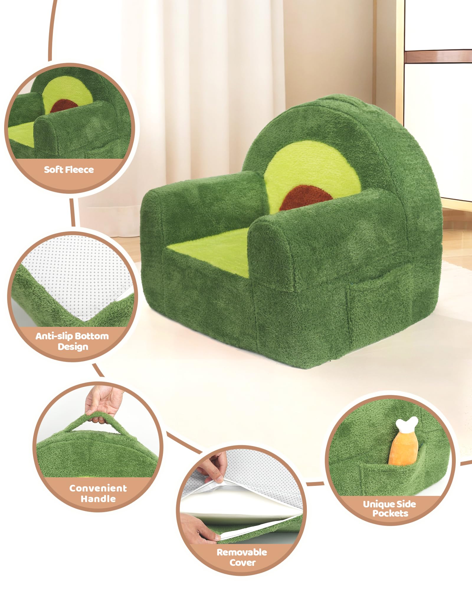 Heypappy Fauteuil Enfant - Fauteuil Confortable et ludique en Mousse avec Housse Velour, Canapé Avocat Design pour Enfants