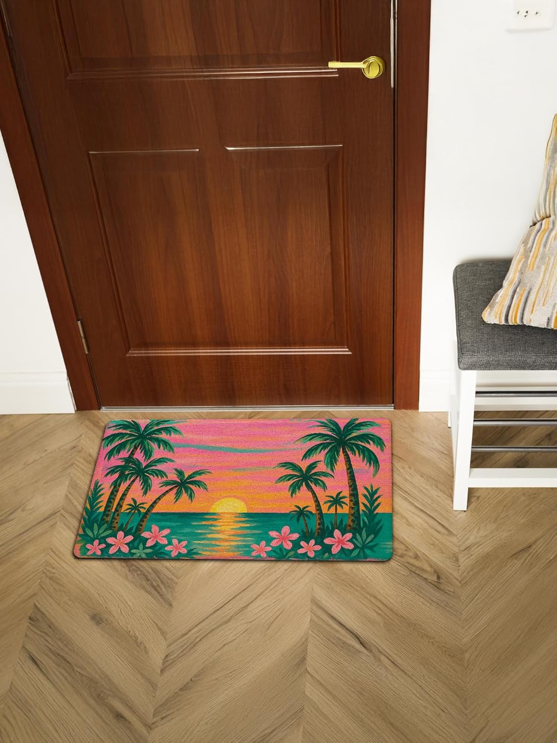 Beach Front Door Mat Outside Entrance - Ocean Decorative Door Mats for Beachy House Indoor Outdoor Porch Inside Entryway, Coastal Nautical Welcome Mats for Patio, Beach Room Decor, Lake Life Decor 308