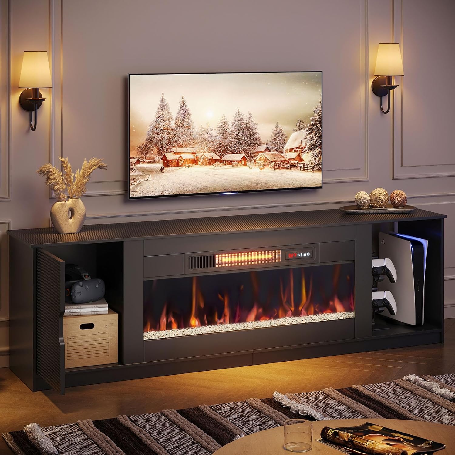 Bestier 70 Inch Fireplace TV Stand for TVs Up to 80