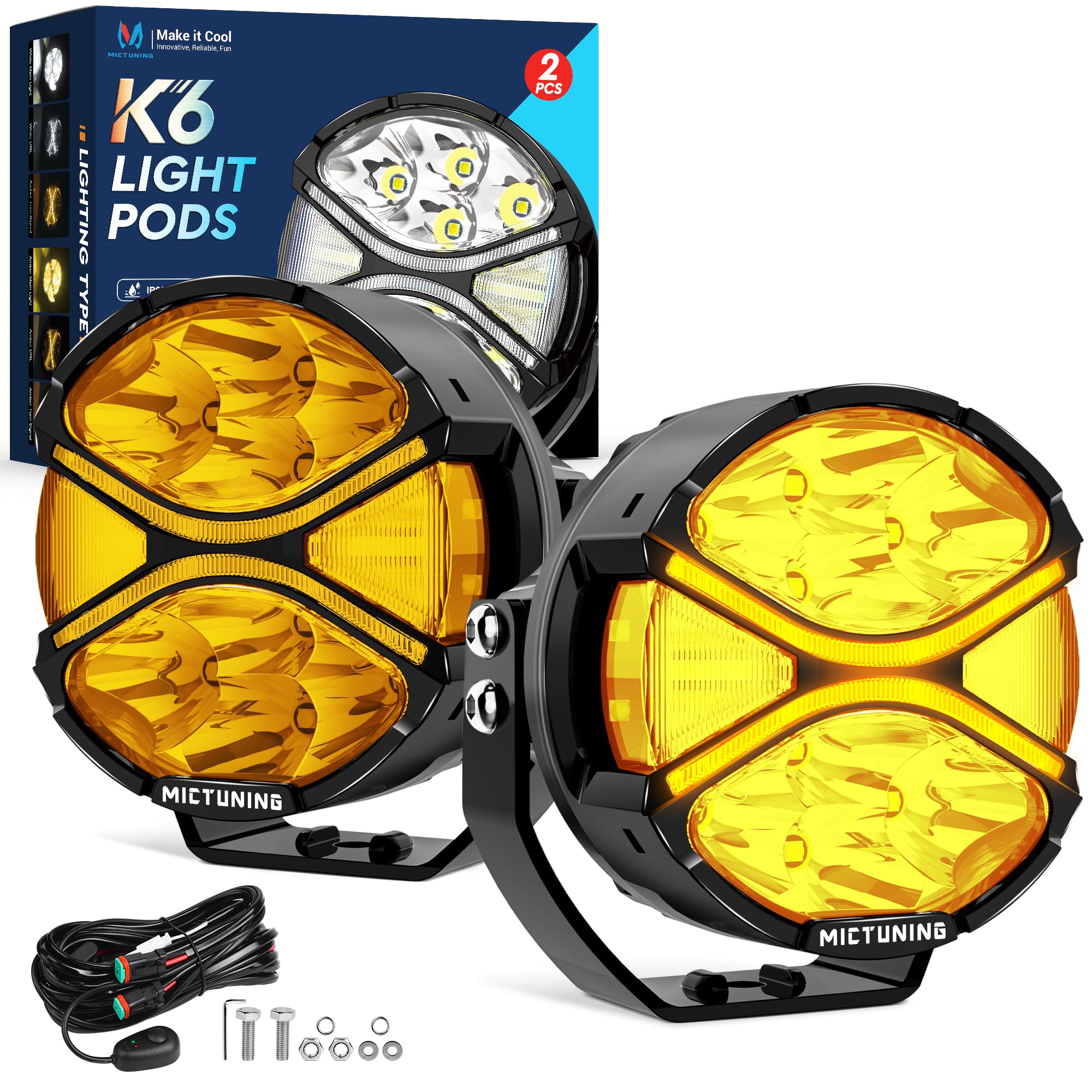 Amazon.com: MICTUNING K6 4 Inch 160W Round Amber Fog Light Pods