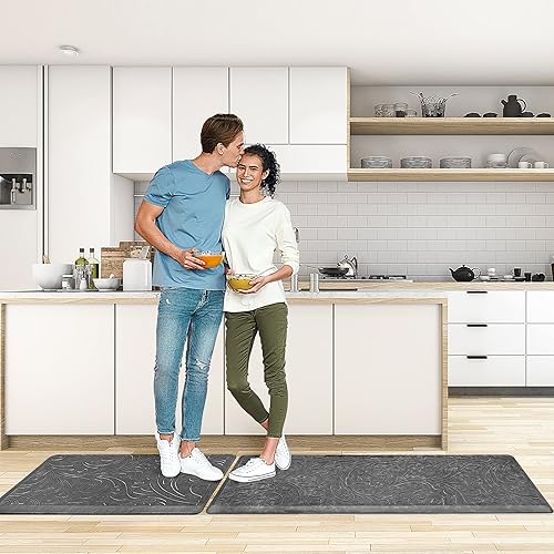Miniatura 76 de KMAT Tapete de cocina acolchado antifatiga, impermeable, antideslizante, tapete ergonómico y cómodo para el hogar, oficina, fregadero, lavandería