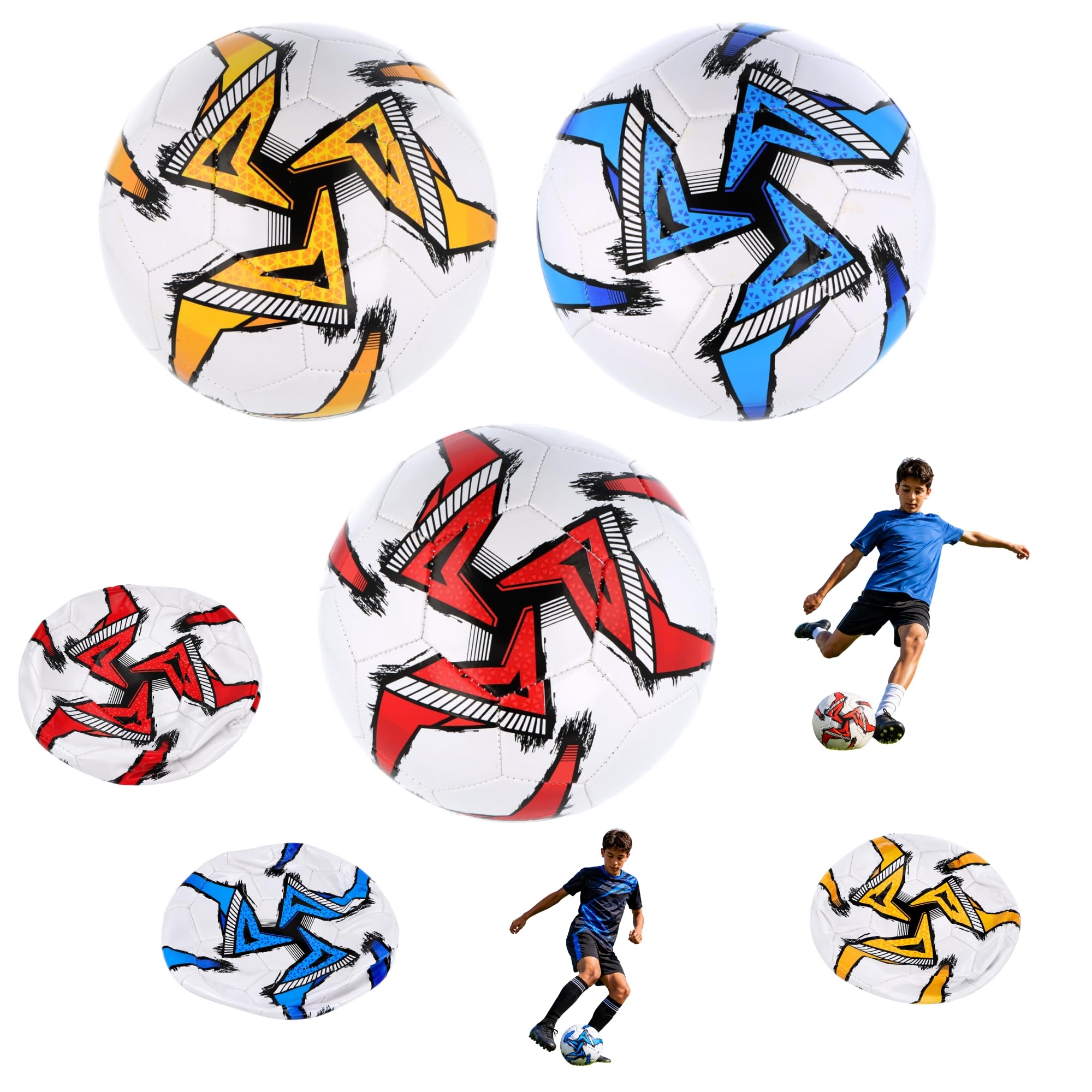 SRV Hub Size 5 Football, 1x Random White Contrast Design, 32 Panel Soccer Ball, Shipped Deflated, Outdoor Training, Match Practice, School PE, Garden & Park Games
