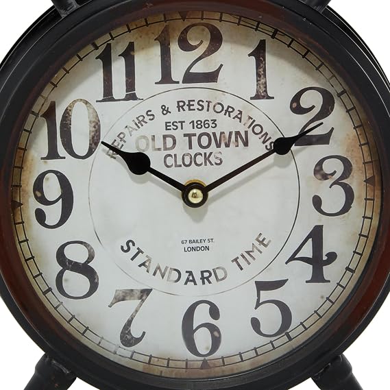 Deco 79 Metal Clock with Bell Style Top, 10 x 4 x 13, Black