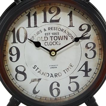 Deco 79 Metal Clock with Bell Style Top, 10 x 4 x 13, Black