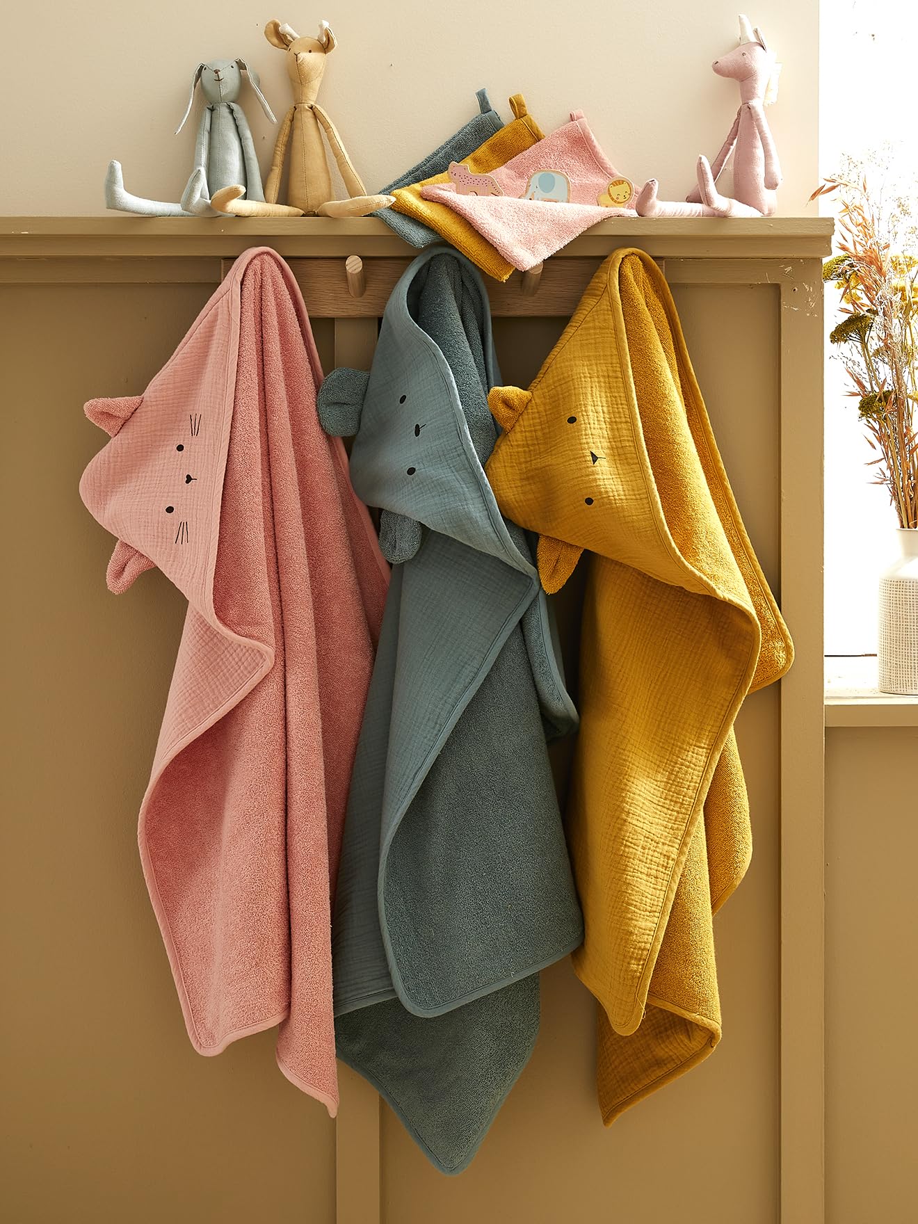 VERTBAUDET Cape de bain + gant en gaze de coton bio*,