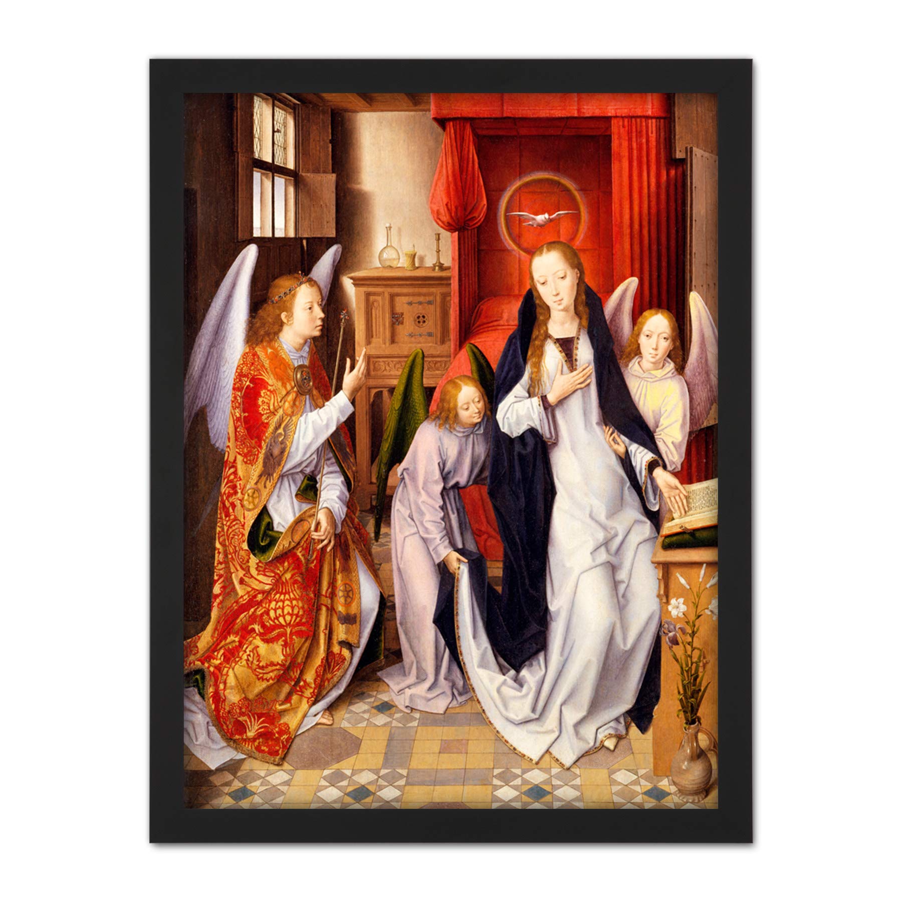 Artery8 Memling The Annunciation Painting Artwork Framed Wall Art Print 18X24 Inch