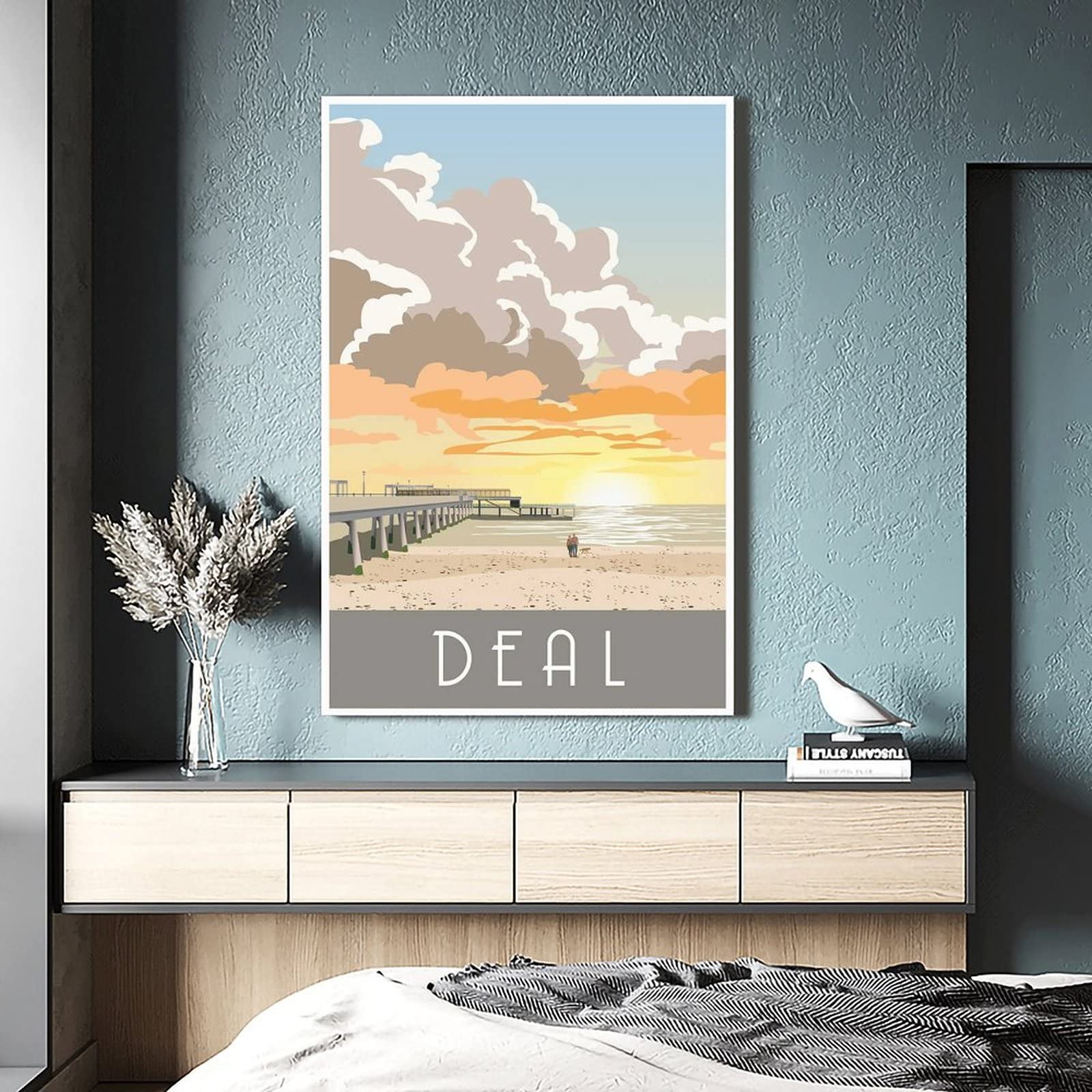 Póster decorativo de viaje de Kent de la salida del sol de la vendimia de la salida del sol cartel de la lona del dormitorio moderno del arte del cartel de la pintura de