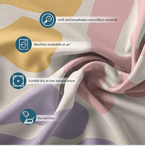 Miniatura 5 de 3 piezas Funda nórdica Amarillo Rosa Púrpura Hojas abstractas Funda de edredón con cierre de cremallera y lazos de esquina Matisse Juego de ropa de